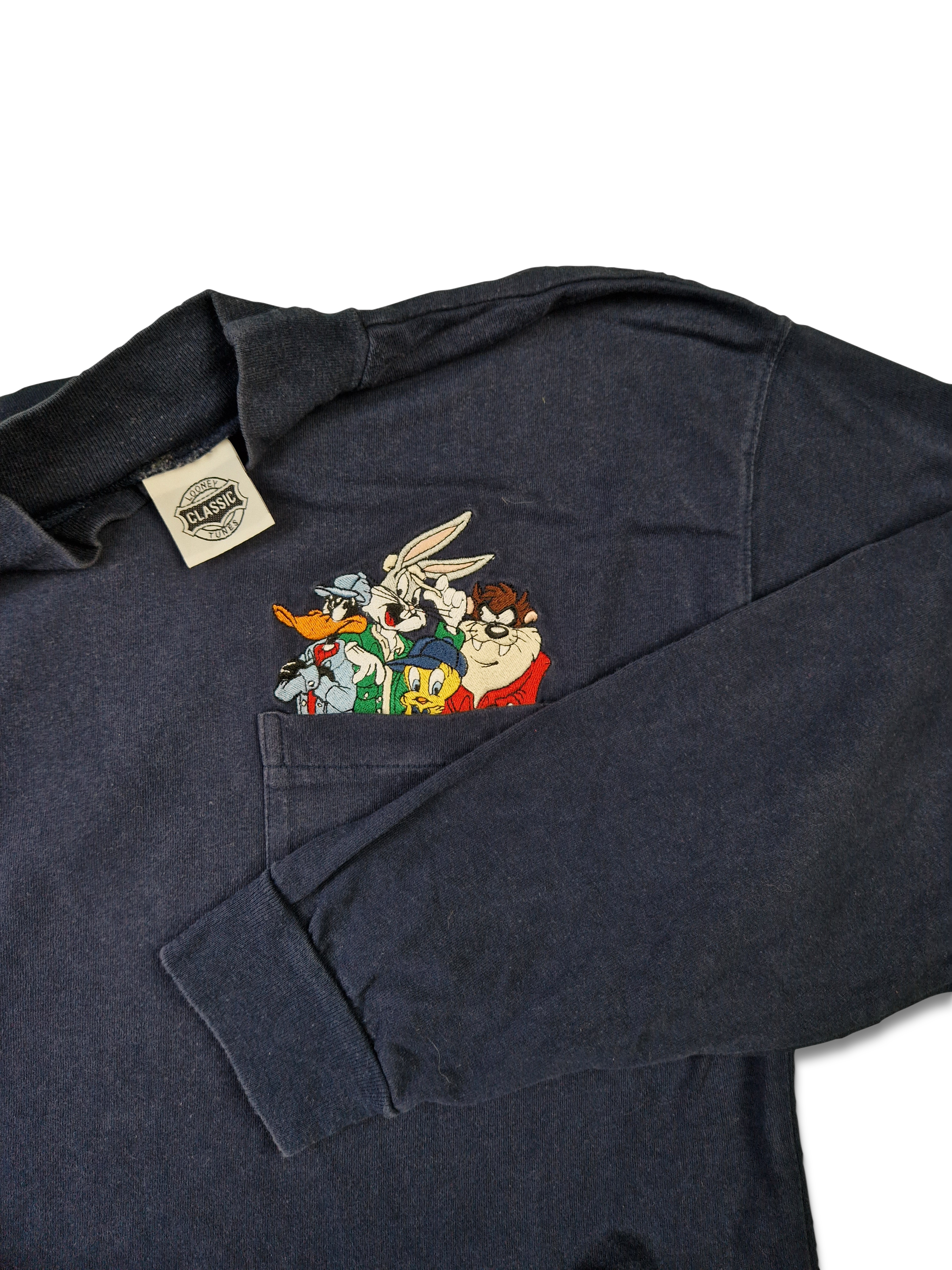 Vintage Looney Tunes Rollkragen Sweater 1994 Marine L - RareRags