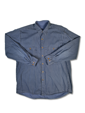 Vintage McNeal Hemd Hafenoptik Gestreift 80s Dunkelblau L-XL