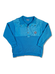 Vintage Head Sweater Halbe Knopfleiste Golf Blau M-L - RareRags