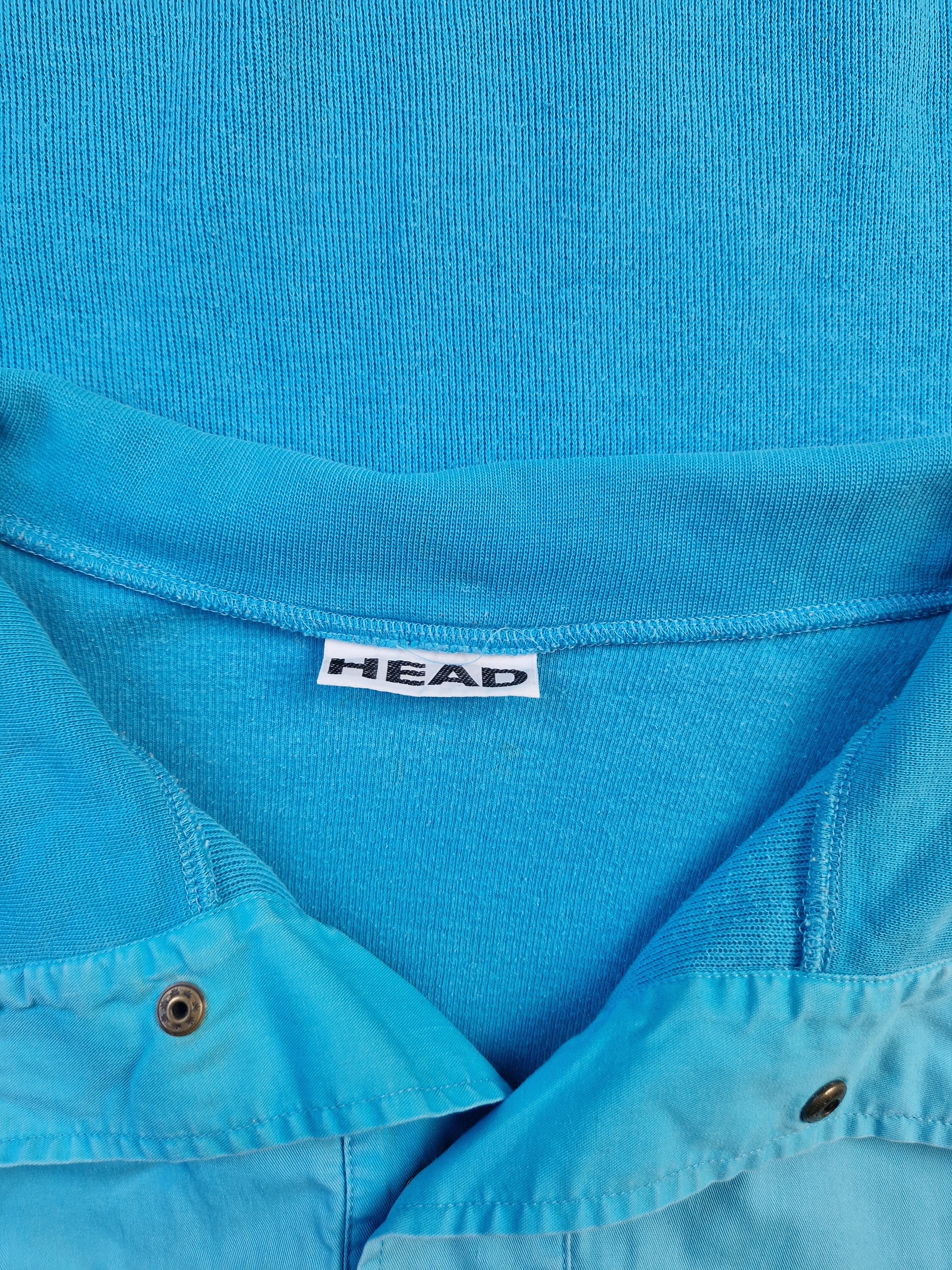 Vintage Head Sweater Halbe Knopfleiste Golf Blau M-L - RareRags