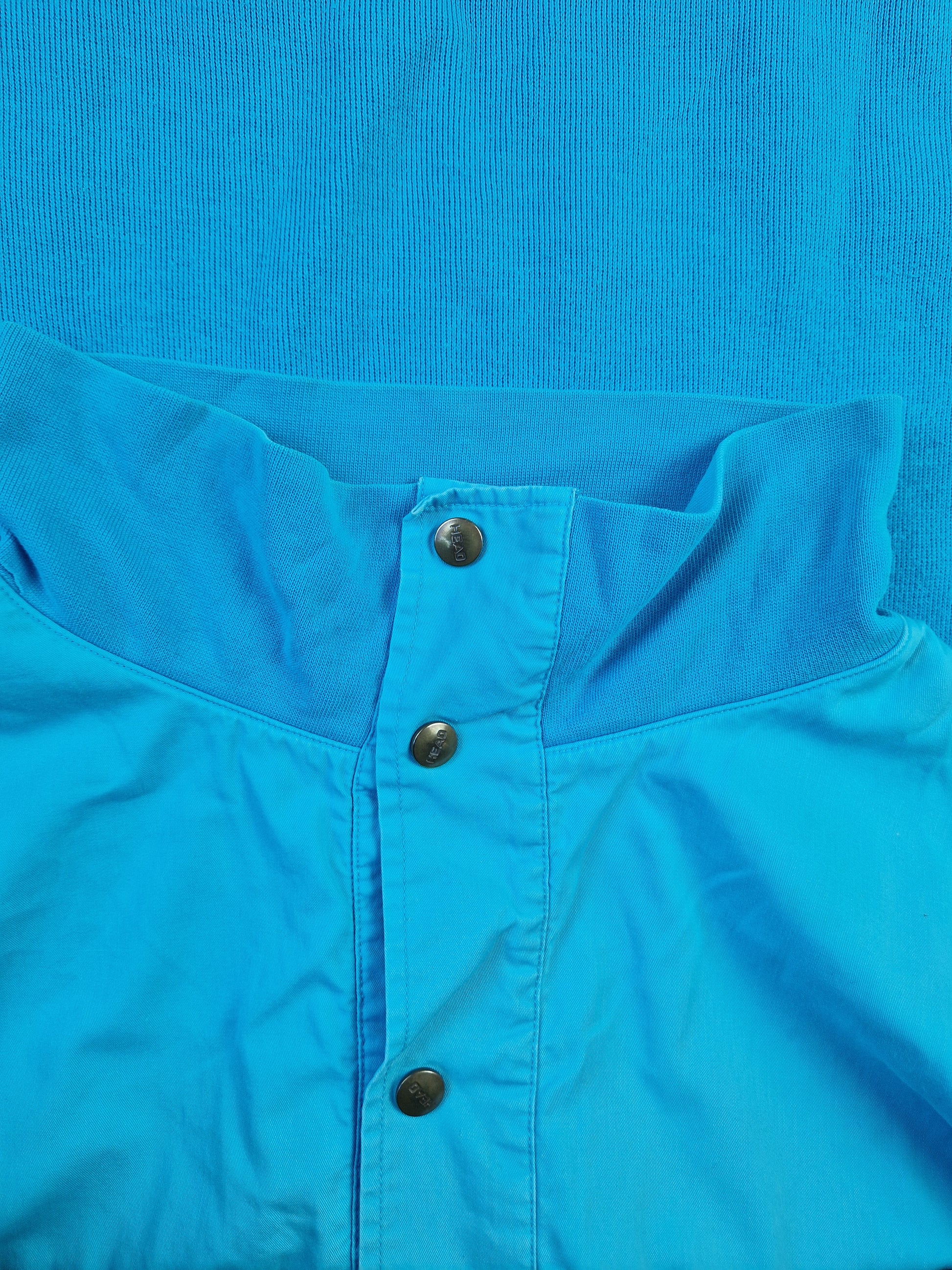 Vintage Head Sweater Halbe Knopfleiste Golf Blau M-L - RareRags