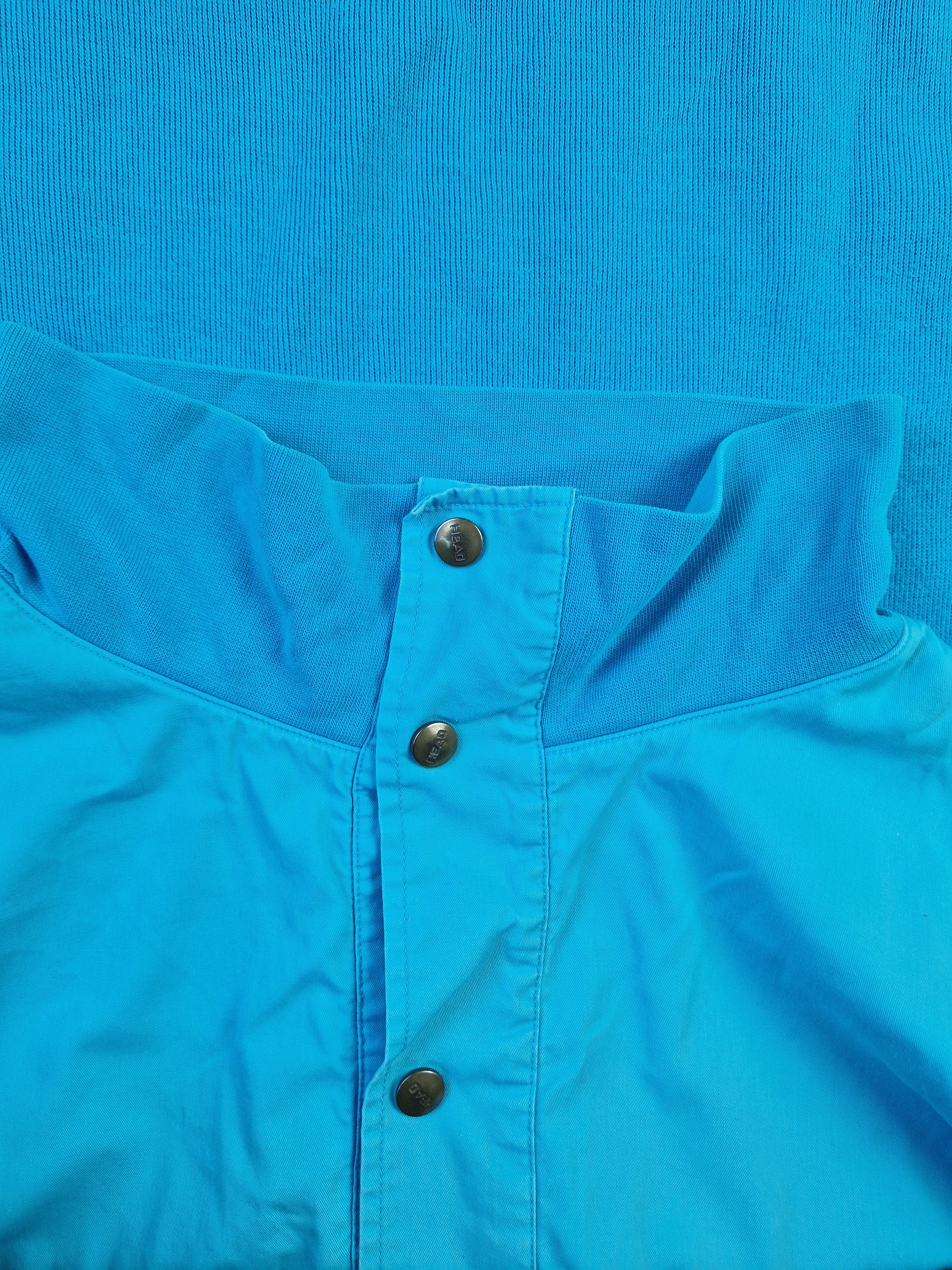 Vintage Head Sweater Halbe Knopfleiste Golf Blau M-L - RareRags