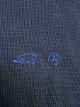 Vintage Mercedes Sweater Polokragen Halbe Knopfleiste Bestickt Dunkelblau XL