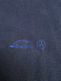 Vintage Mercedes Sweater Polokragen Halbe Knopfleiste Bestickt Dunkelblau XL