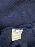 Vintage Mercedes Sweater Polokragen Halbe Knopfleiste Bestickt Dunkelblau XL
