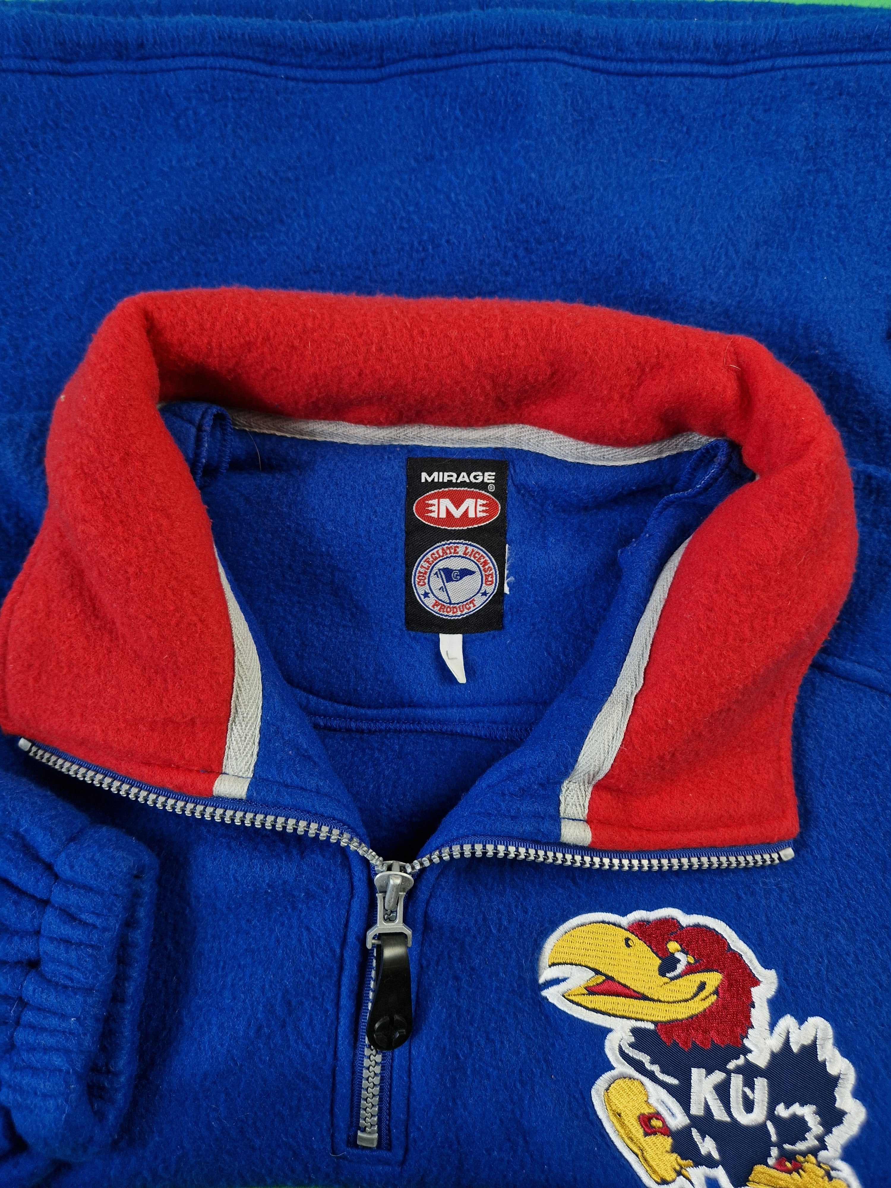 Vintage Mirage Fleecejacke Jayhawks KU Blau NCAA L - RareRags