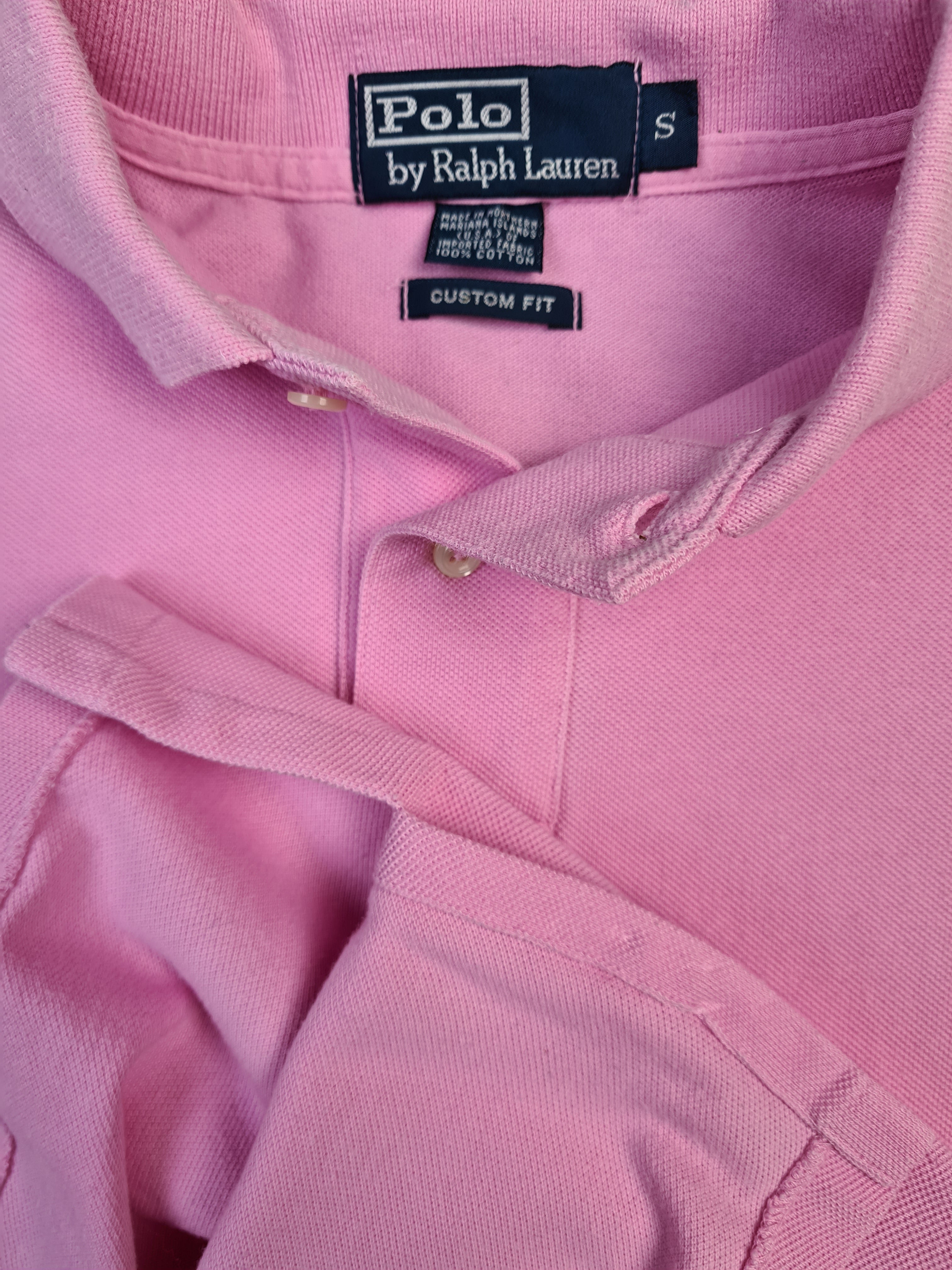 Vintage Ralph Lauren Polo-Shirt Custom Fit Made In USA Basic Rosa S - RareRags