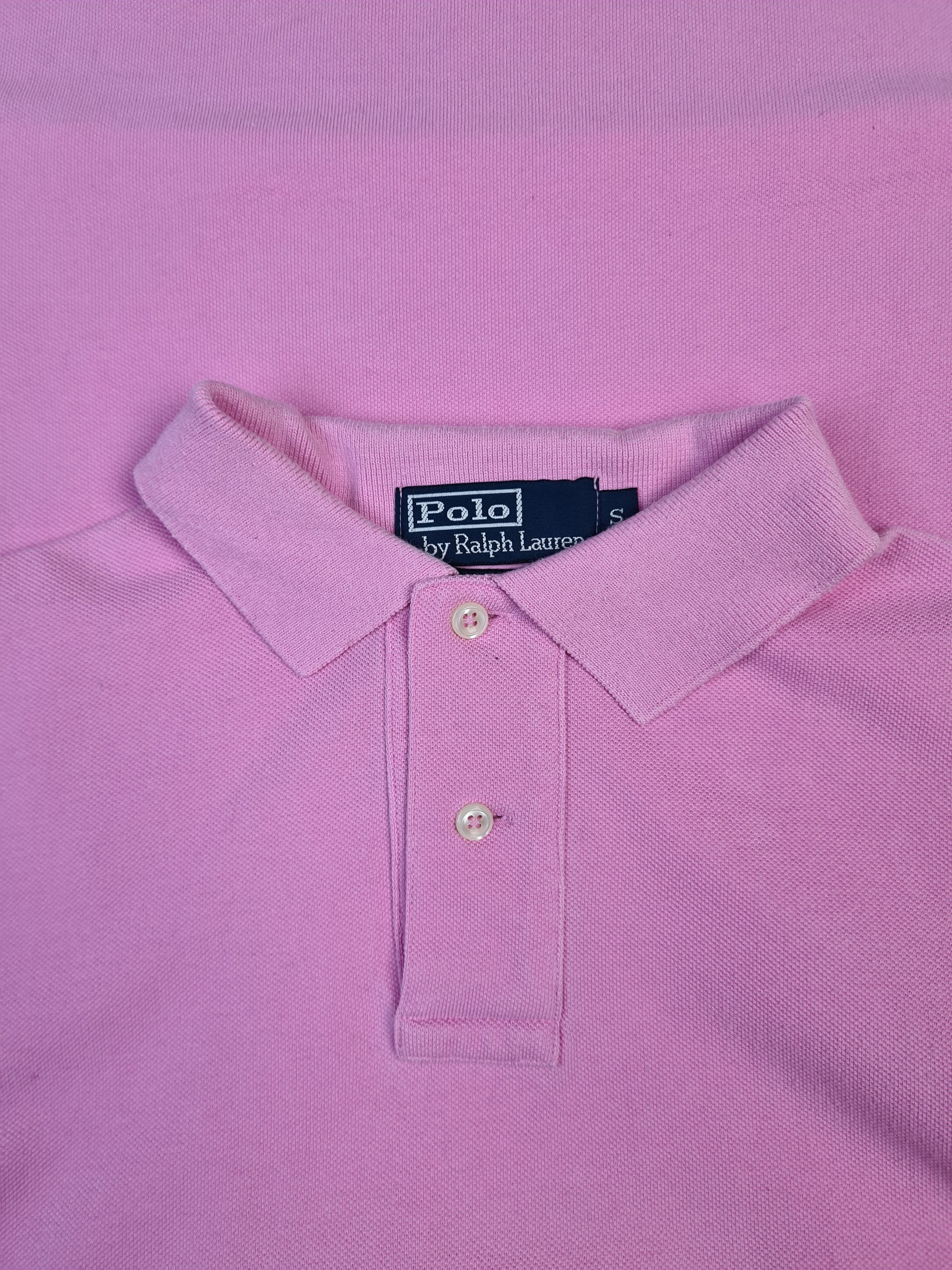 Vintage Ralph Lauren Polo-Shirt Custom Fit Made In USA Basic Rosa S - RareRags