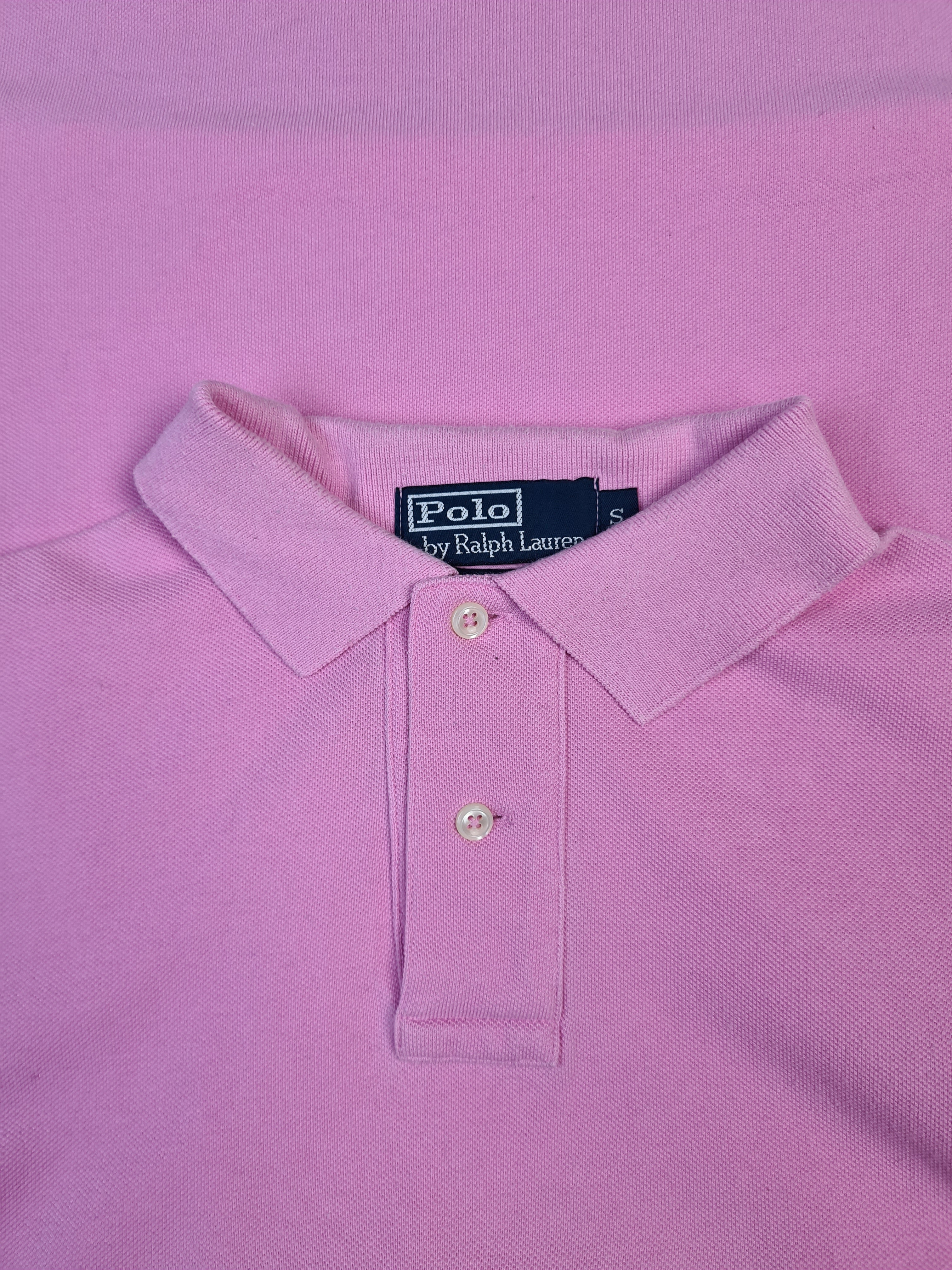 Vintage Ralph Lauren Polo-Shirt Custom Fit Made In USA Basic Rosa S - RareRags