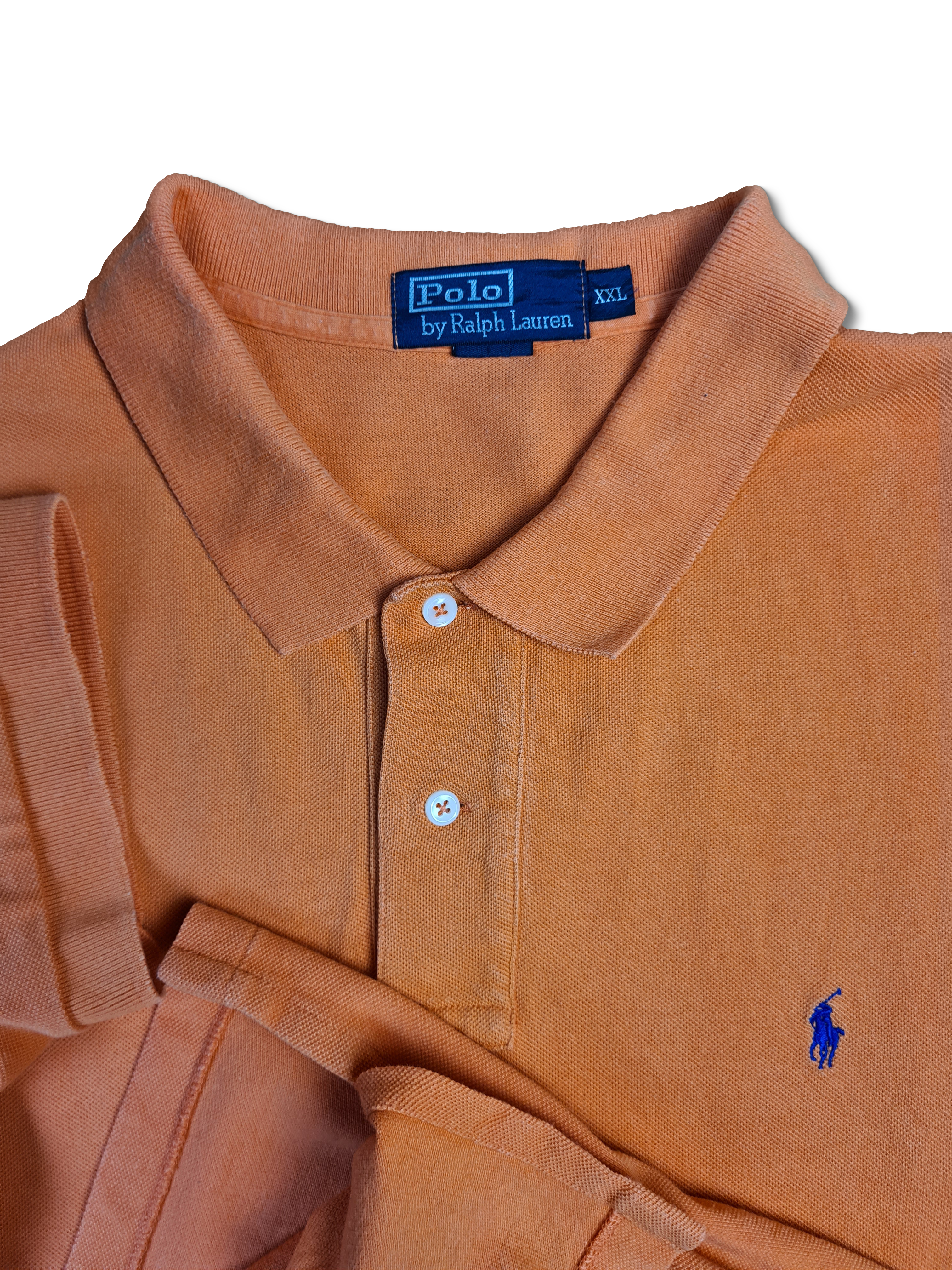 Vintage Ralph Lauren Polo-Shirt Basic Made In USA Orange XXL - RareRags