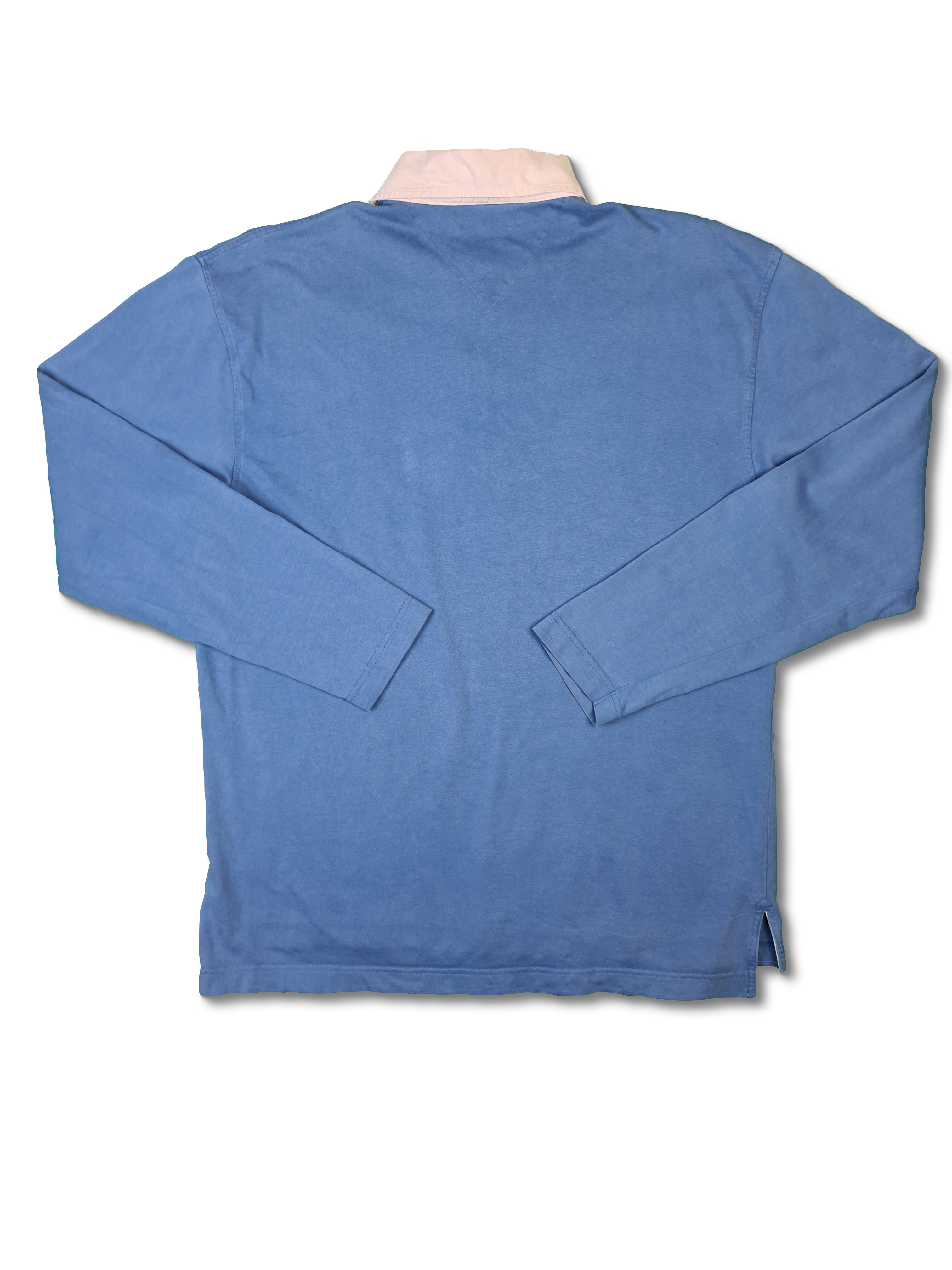 Modernes Tommy Hilfiger Poloshirt Langarm Basic Hellblau L - RareRags