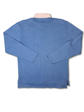 Modernes Tommy Hilfiger Poloshirt Langarm Basic Hellblau L
