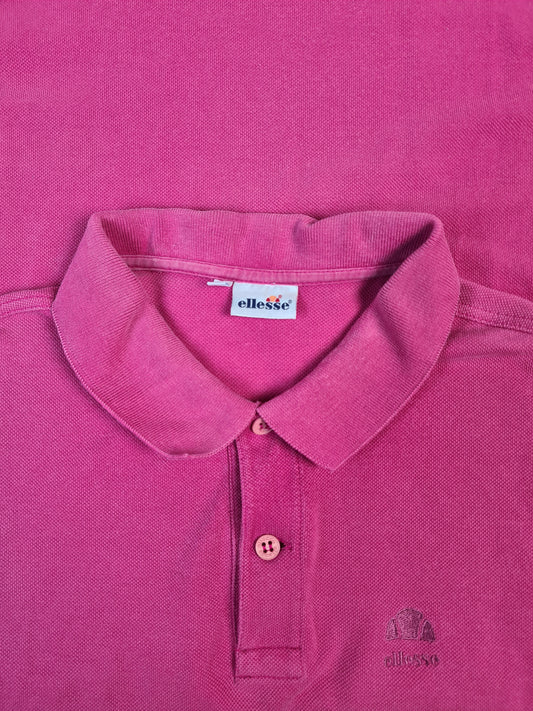 Vintage Ellesse PoloShirt Einfarbig Rosa S