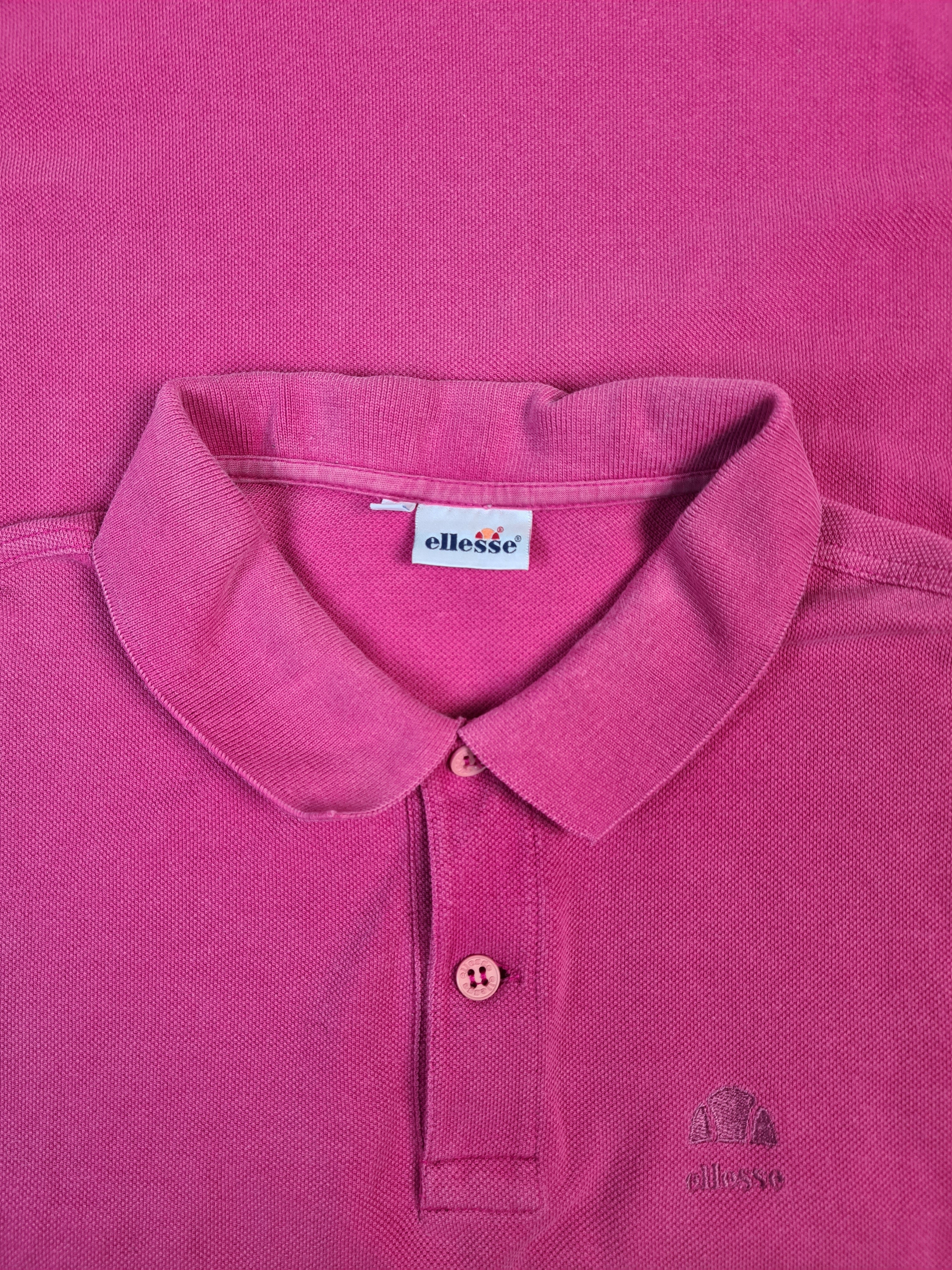 Vintage Ellesse PoloShirt Einfarbig Rosa S - RareRags