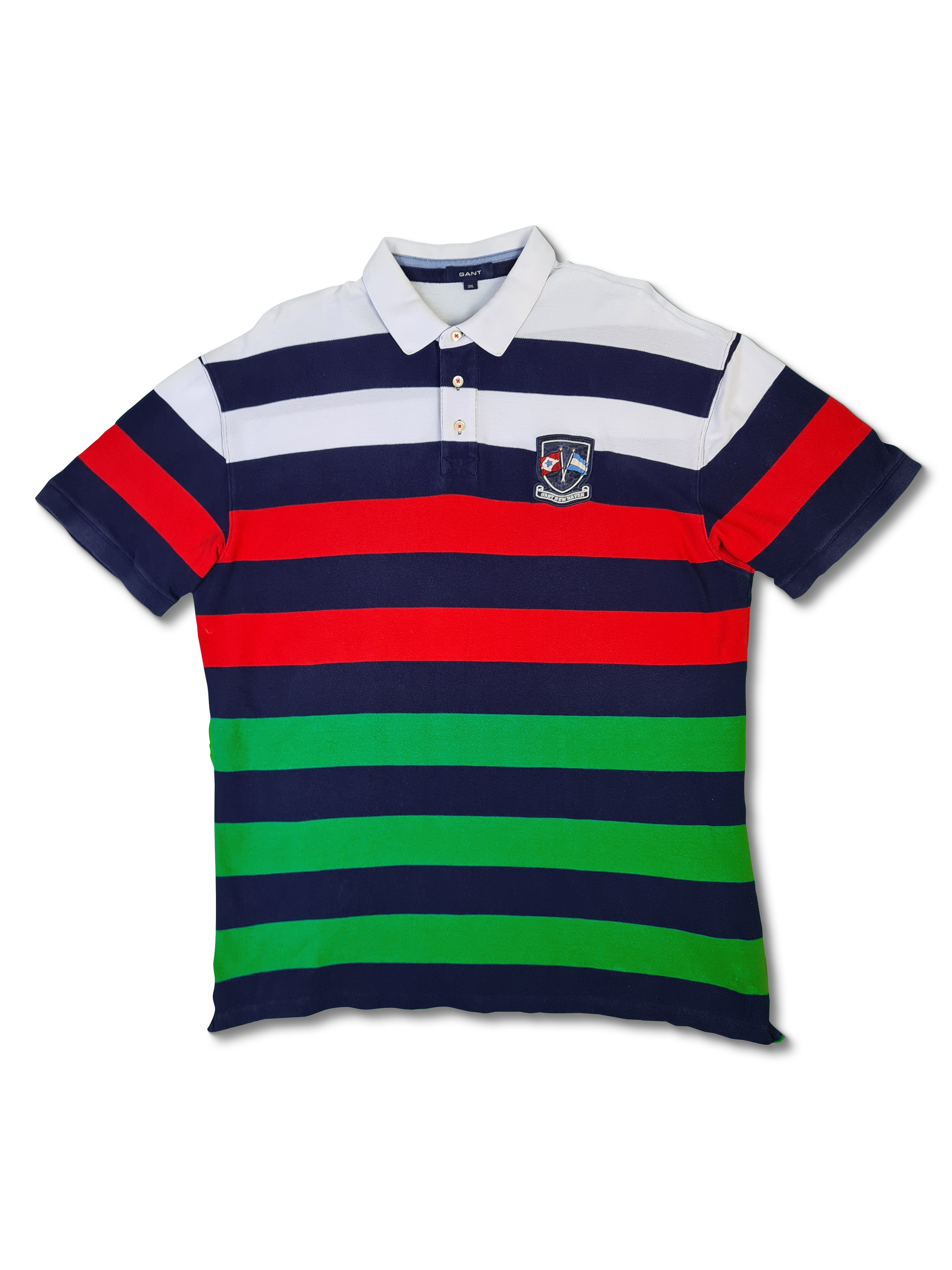 Modernes Gant Polo-Shirt Gestreift New Haven Bunt XXXL - RareRags
