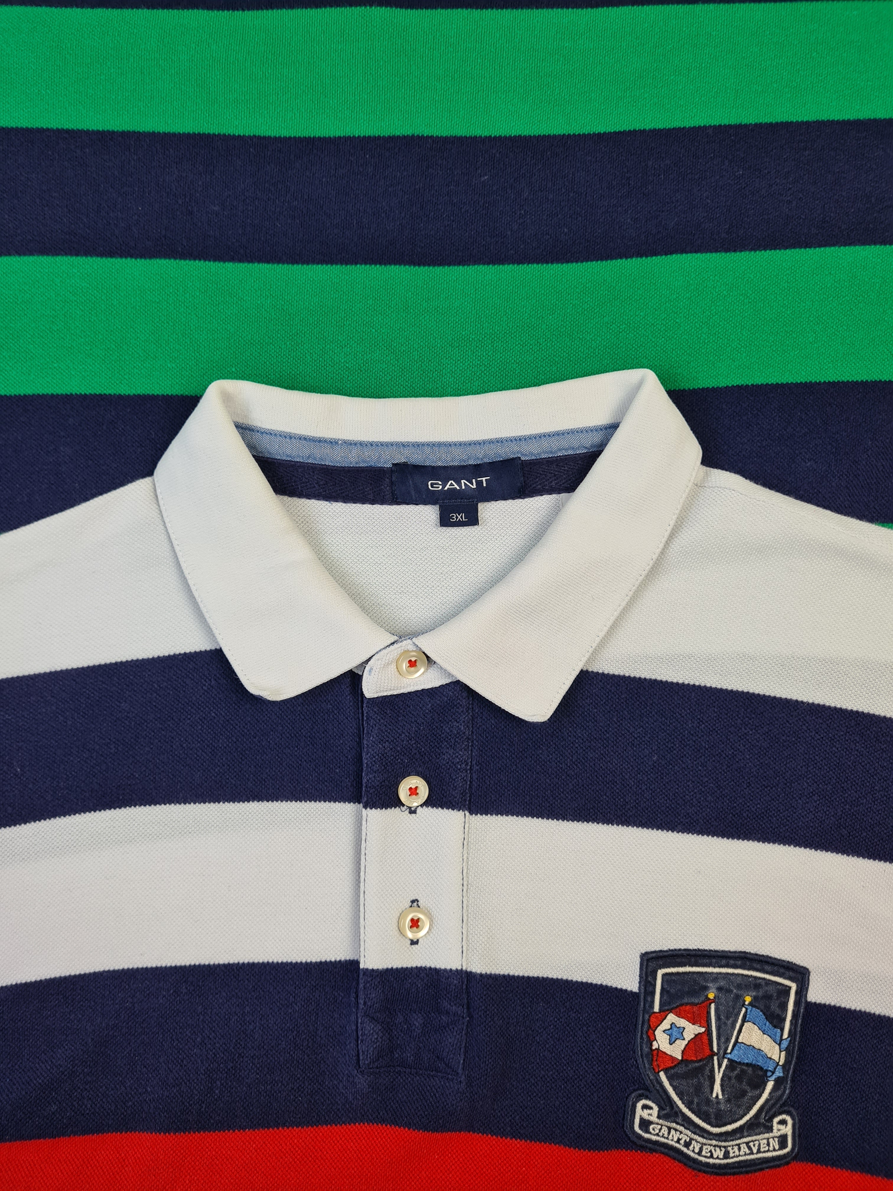 Modernes Gant Polo-Shirt Gestreift New Haven Bunt XXXL - RareRags