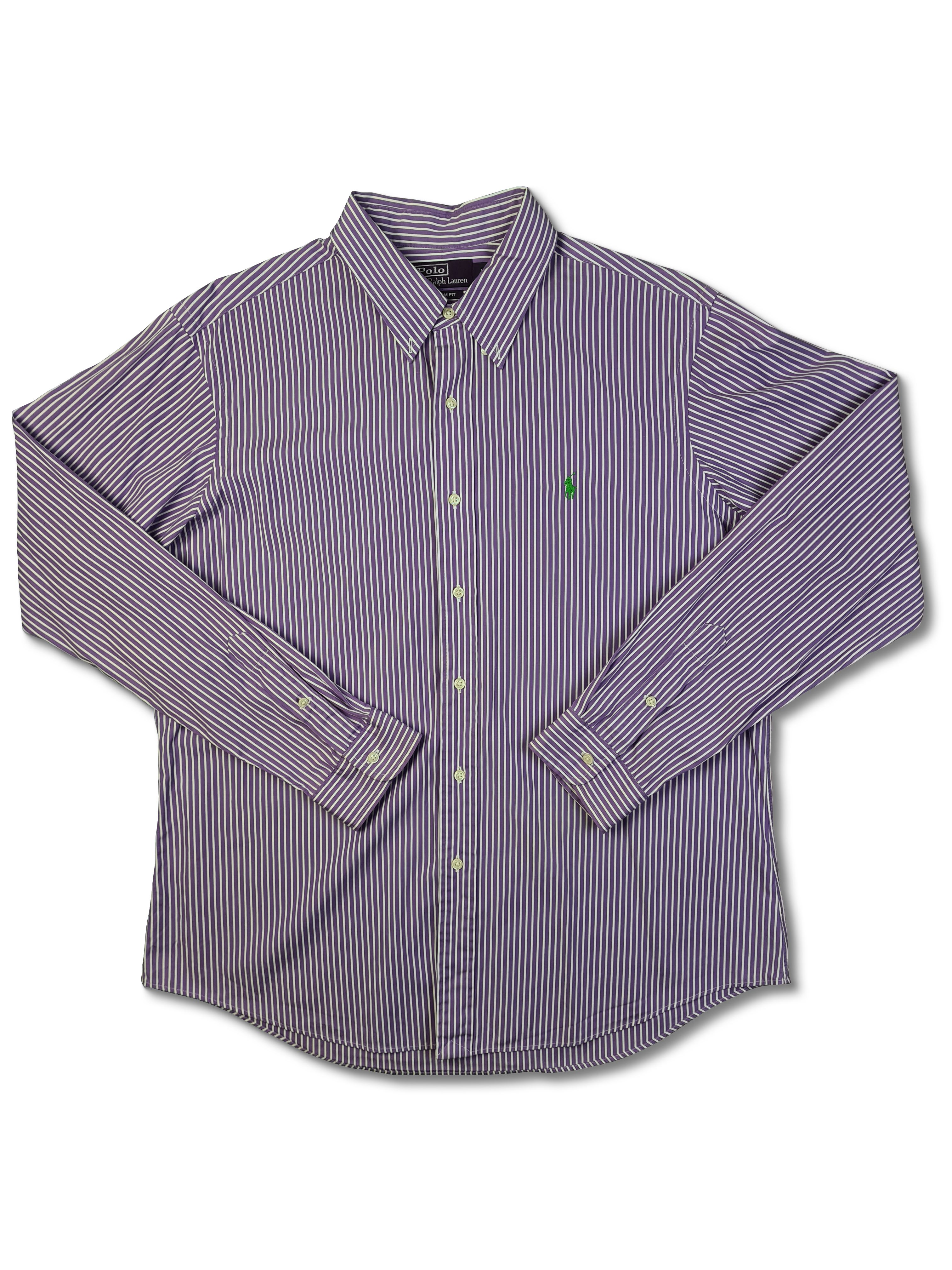 Modernes Ralph Lauren Businesshemd Basic Gestreift Lavendel Lila Weiß XL - RareRags