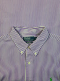 Modernes Ralph Lauren Businesshemd Basic Gestreift Lavendel Lila Weiß XL - RareRags