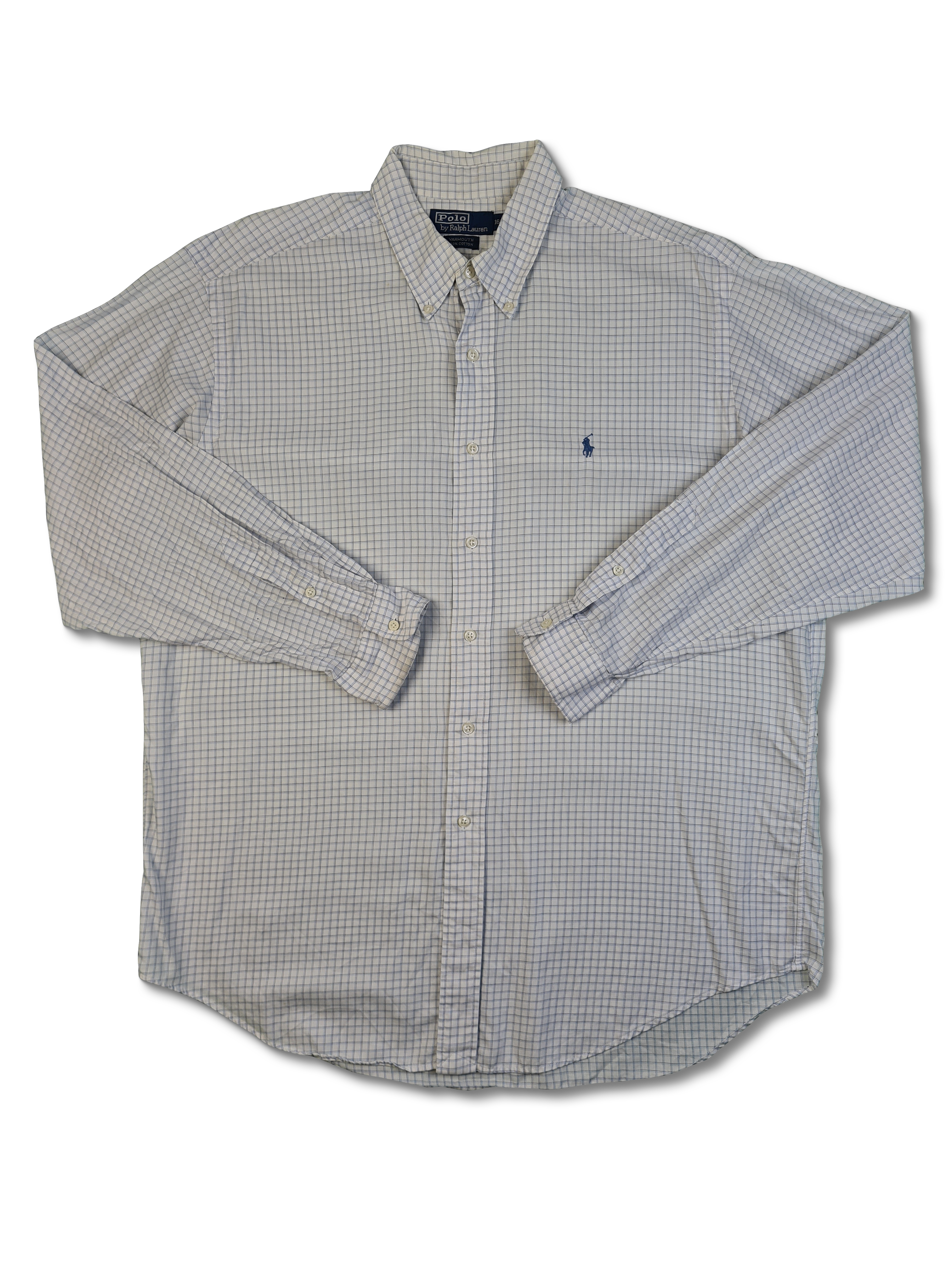 Modernes Ralph Lauren Businesshemd Yarmouth Basic Kariert Weiß (16 1/2) XL - RareRags
