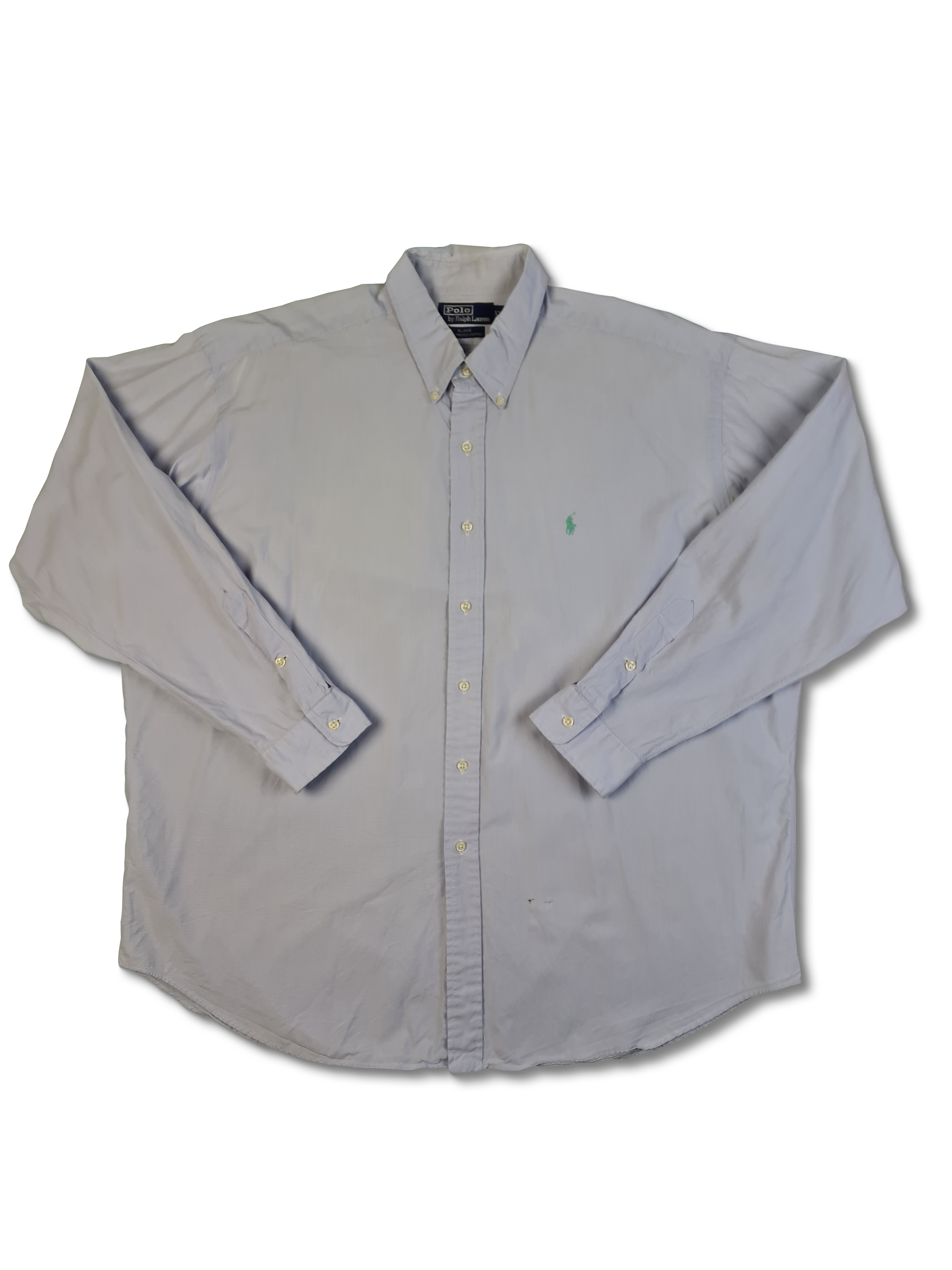 Vintage Ralph Lauren Businesshemd Blake Two Ply Cotton Made In Hong Kong Hellblau XXL