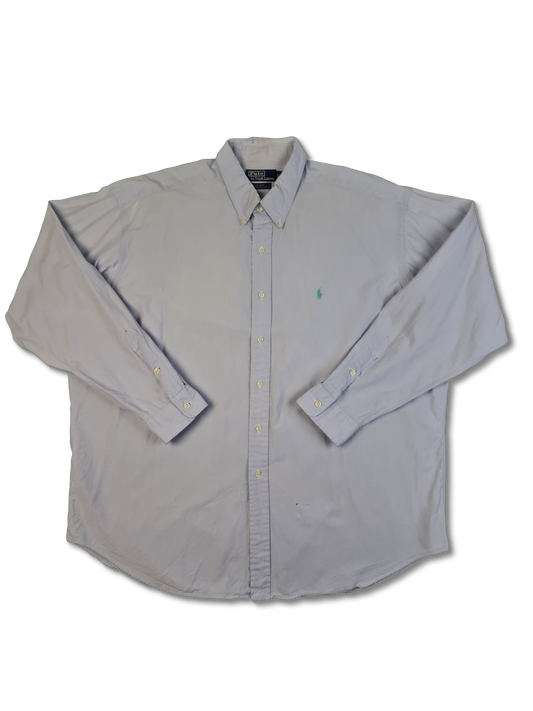 Vintage Ralph Lauren Businesshemd Blake Two Ply Cotton Made In Hong Kong Hellblau XXL