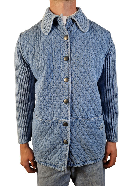 Moderne Blue Willis Jacke Denim Look Gesteppt L