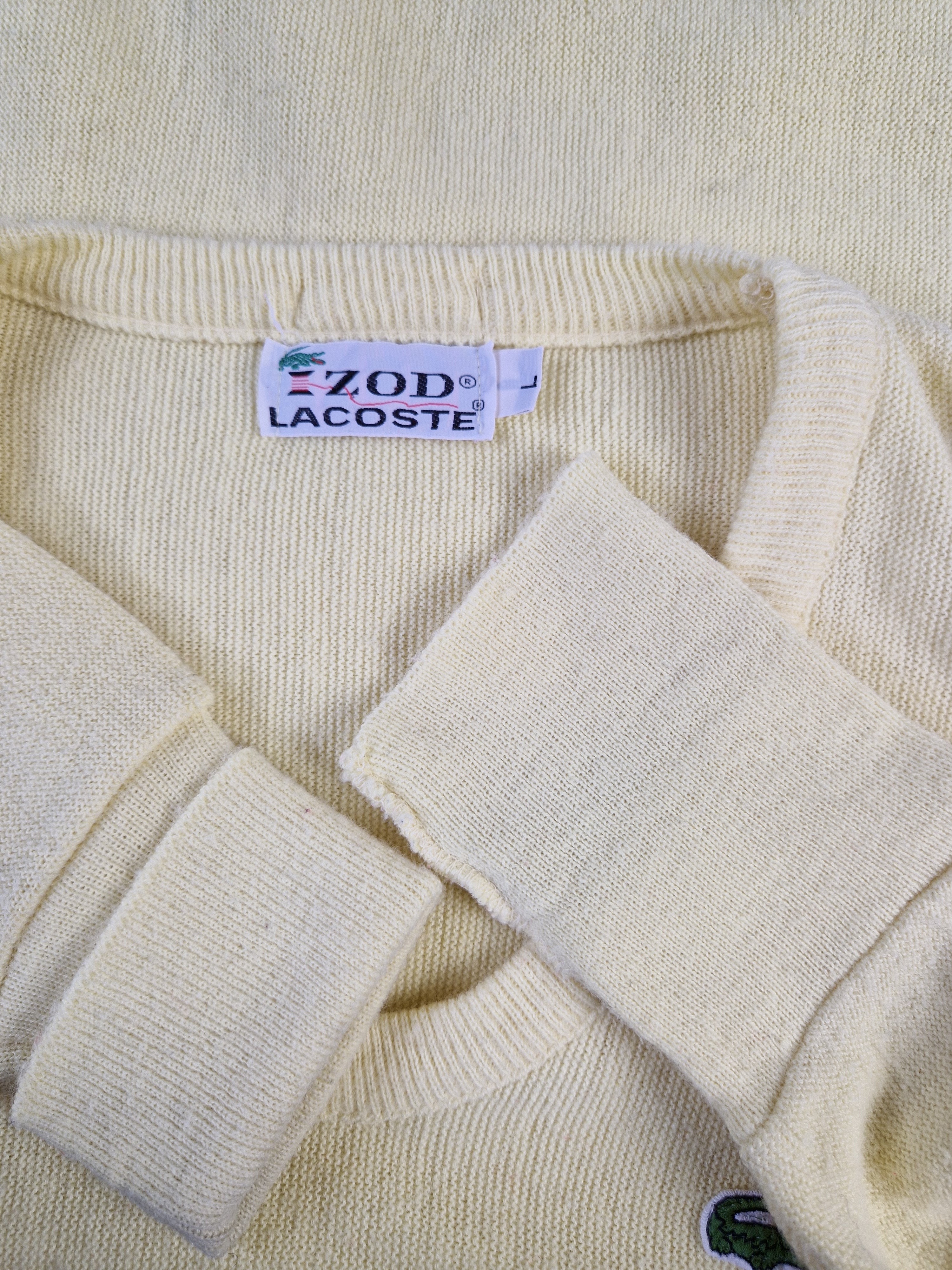 Rare! Vintage IZod Lacoste Strickpulli Helles Gelb L - RareRags