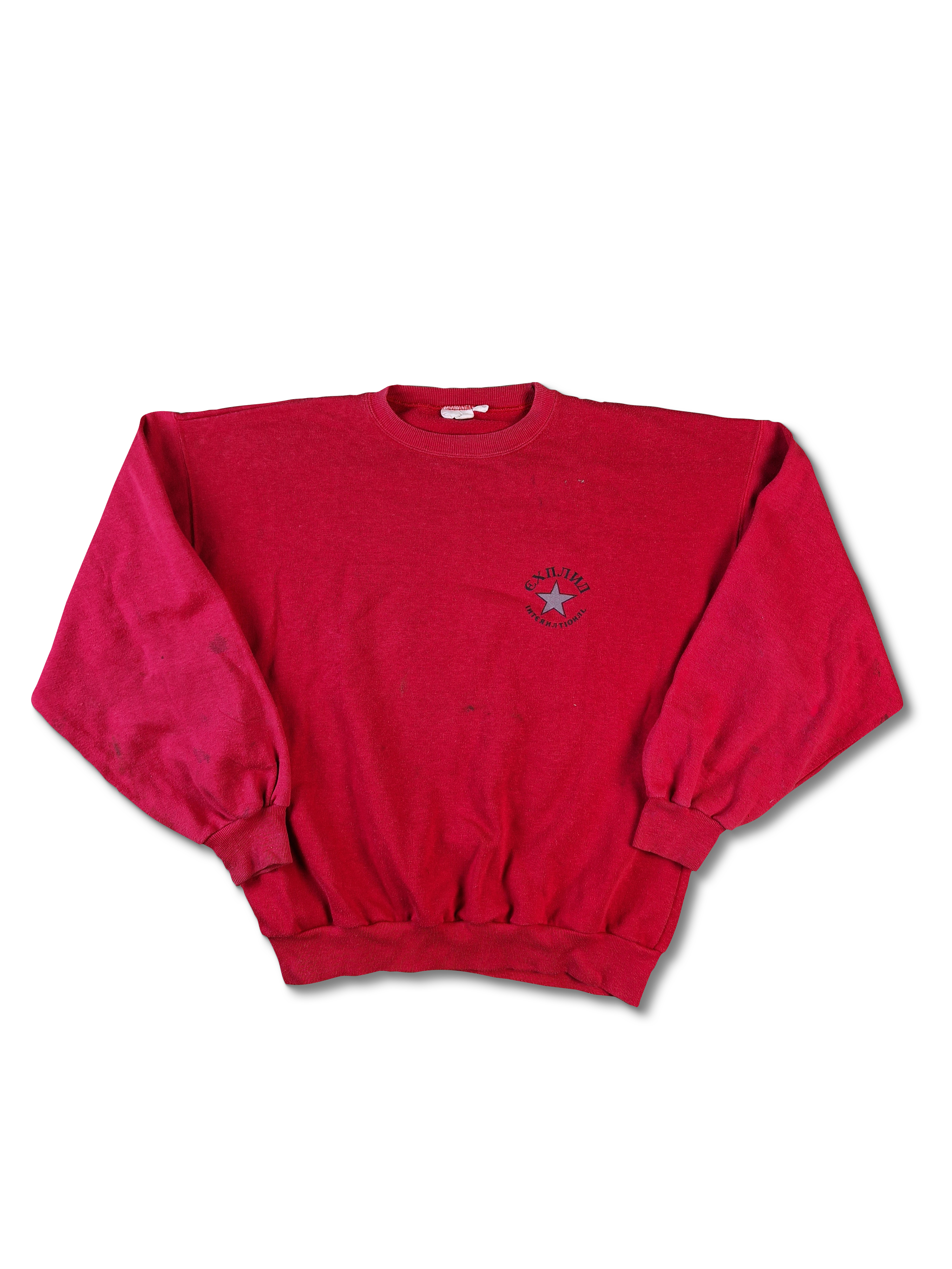 Vintage NoName Sweater Print 80s Russisch Rot L - RareRags