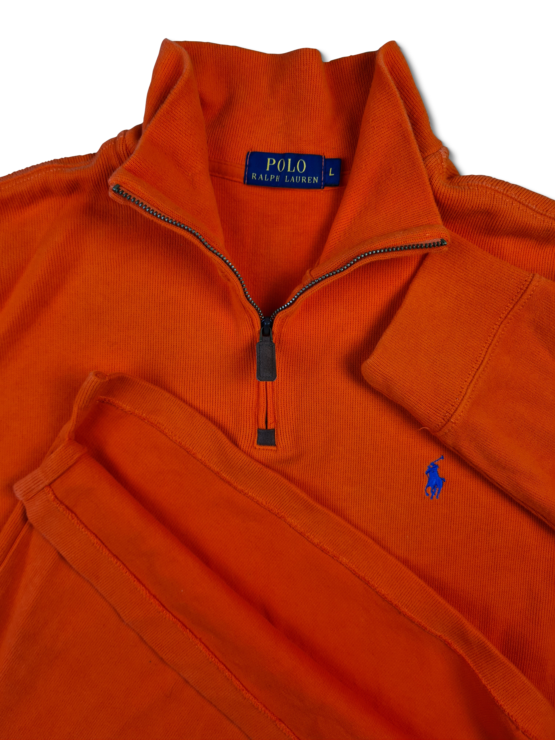 Moderne Ralph Lauren Strickjacke Quarter Zip Orange L - RareRags