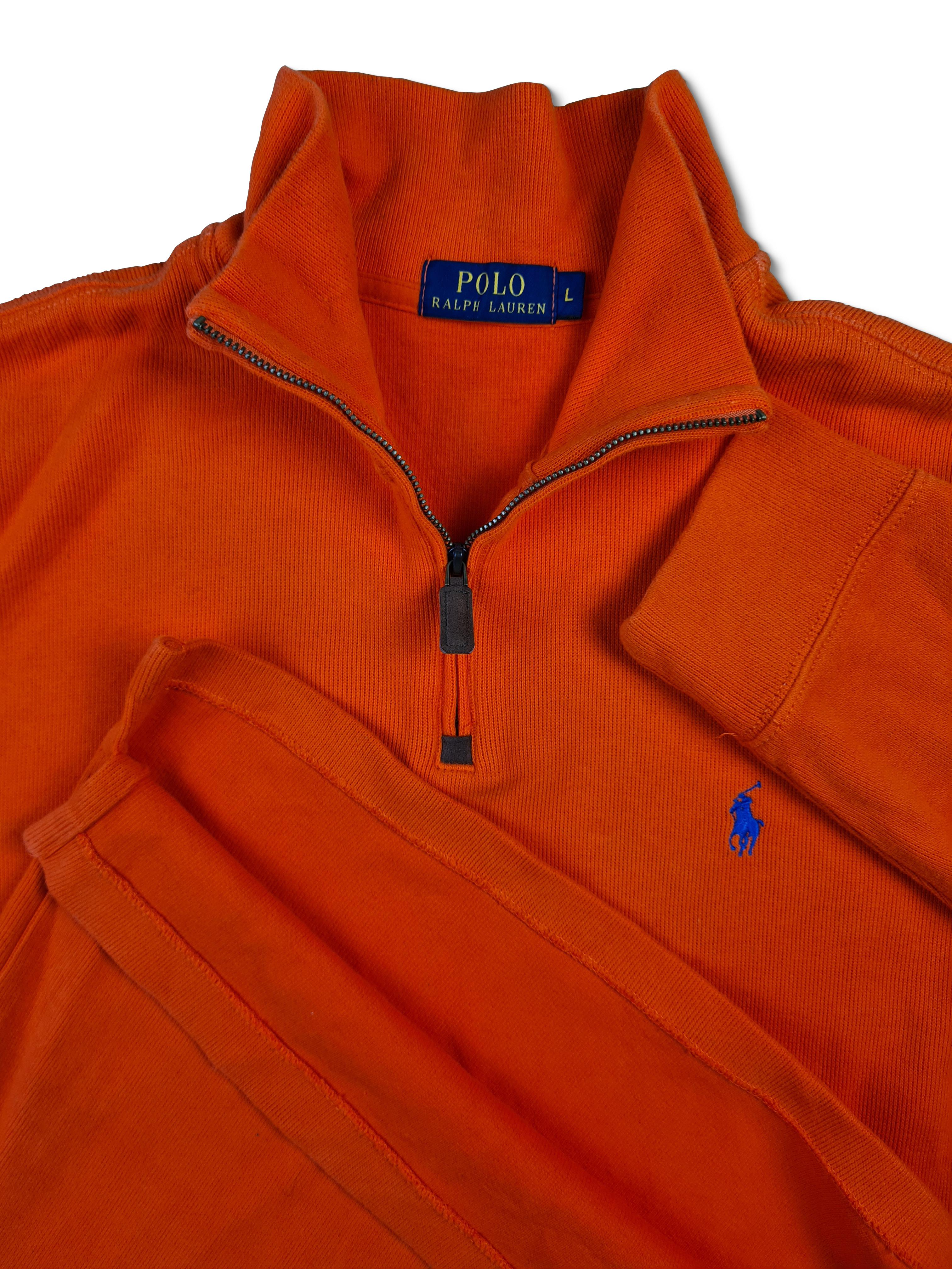 Moderne Ralph Lauren Strickjacke Quarter Zip Orange L - RareRags