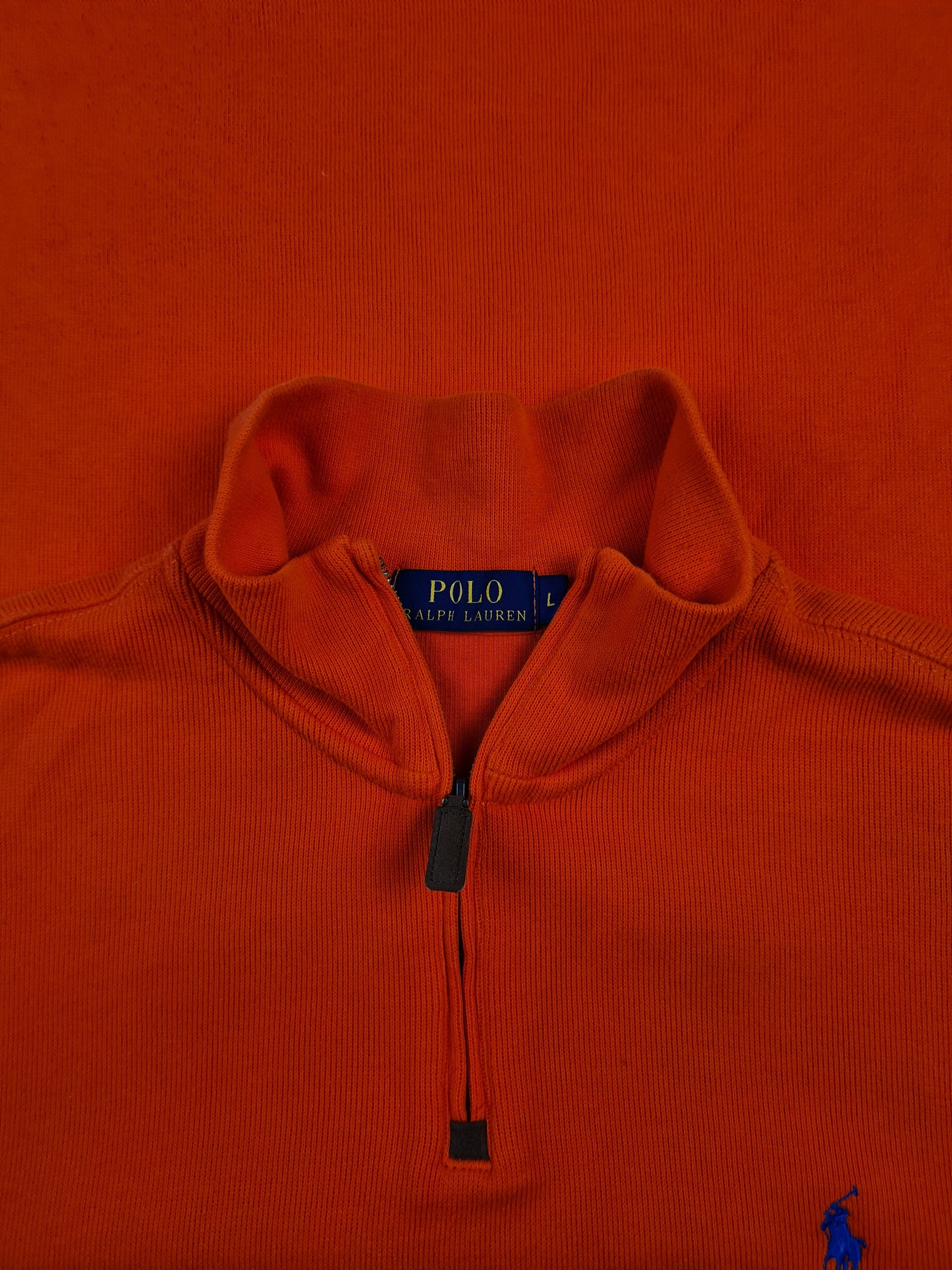 Moderne Ralph Lauren Strickjacke Quarter Zip Orange L - RareRags