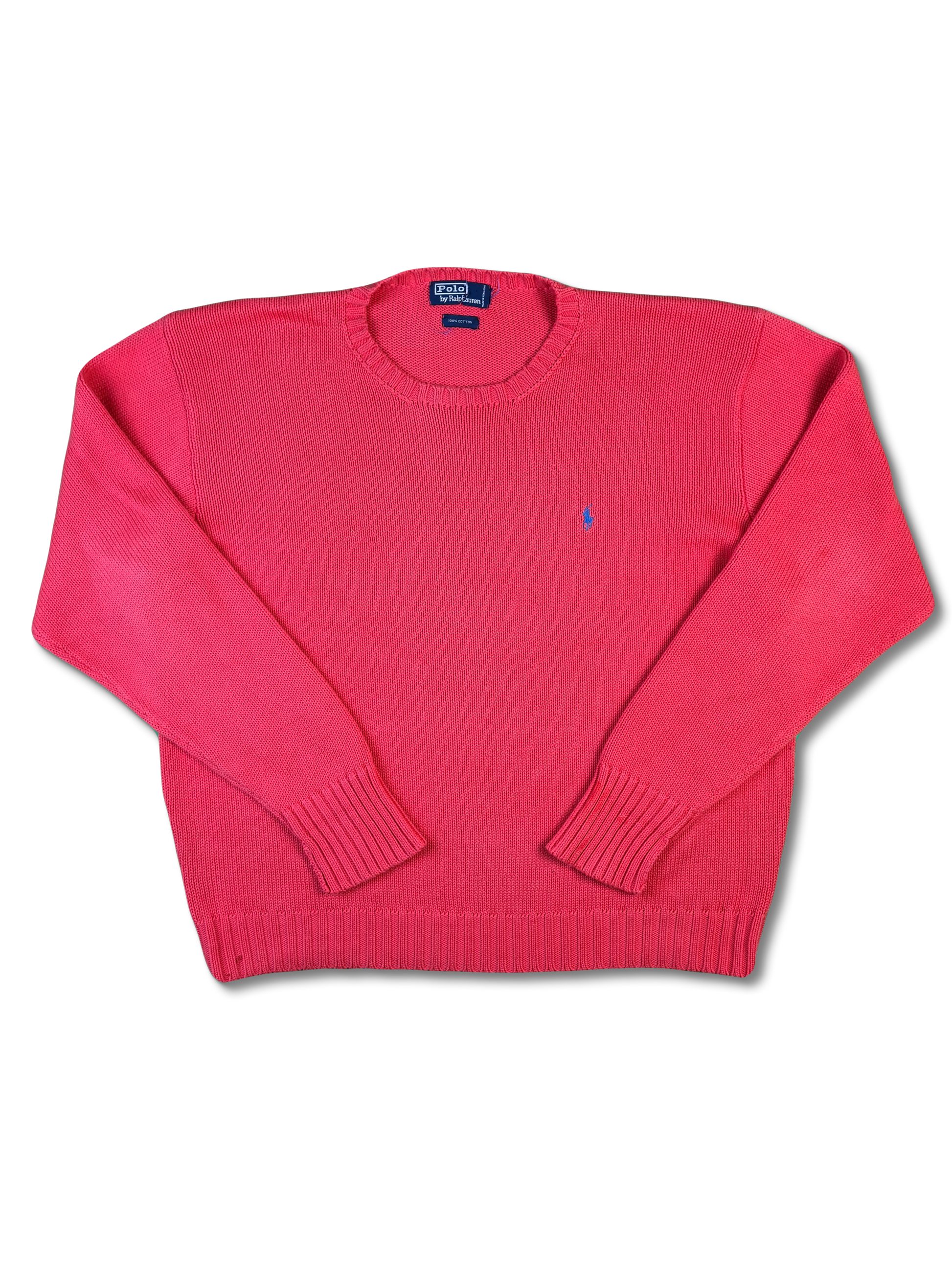 Vintage Ralph Lauren Strickpullover Made In Hong Kong Custom Fit Lachs L-XL - RareRags