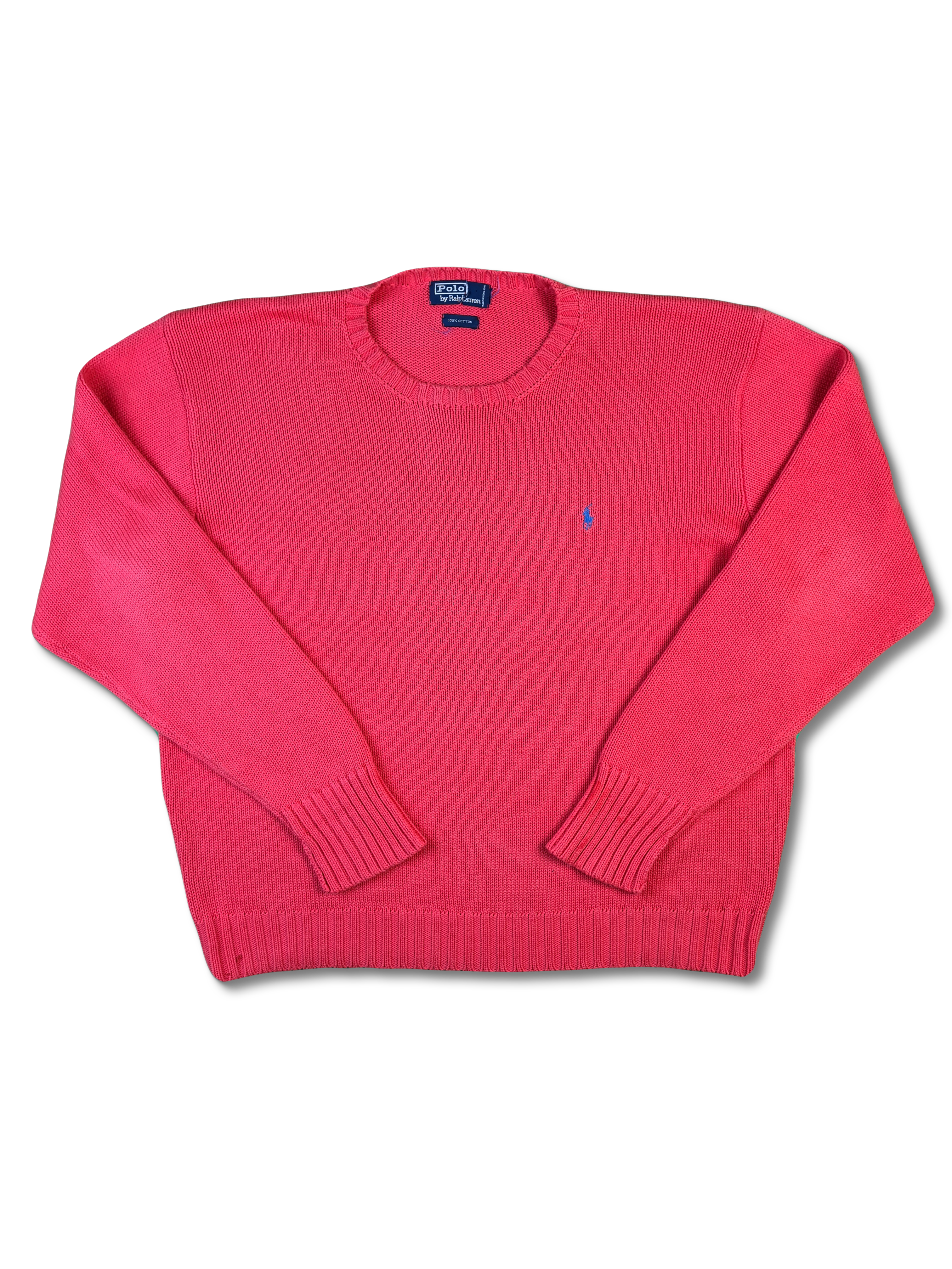 Vintage Ralph Lauren Strickpullover Made In Hong Kong Custom Fit Lachs L-XL - RareRags