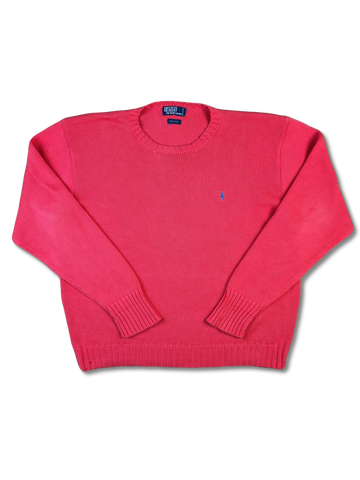 Vintage Ralph Lauren Strickpullover Made In Hong Kong Custom Fit Lachs L-XL