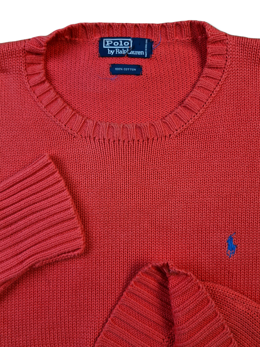 Vintage Ralph Lauren Strickpullover Made In Hong Kong Custom Fit Lachs L-XL
