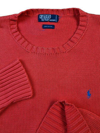 Vintage Ralph Lauren Strickpullover Made In Hong Kong Custom Fit Lachs L-XL