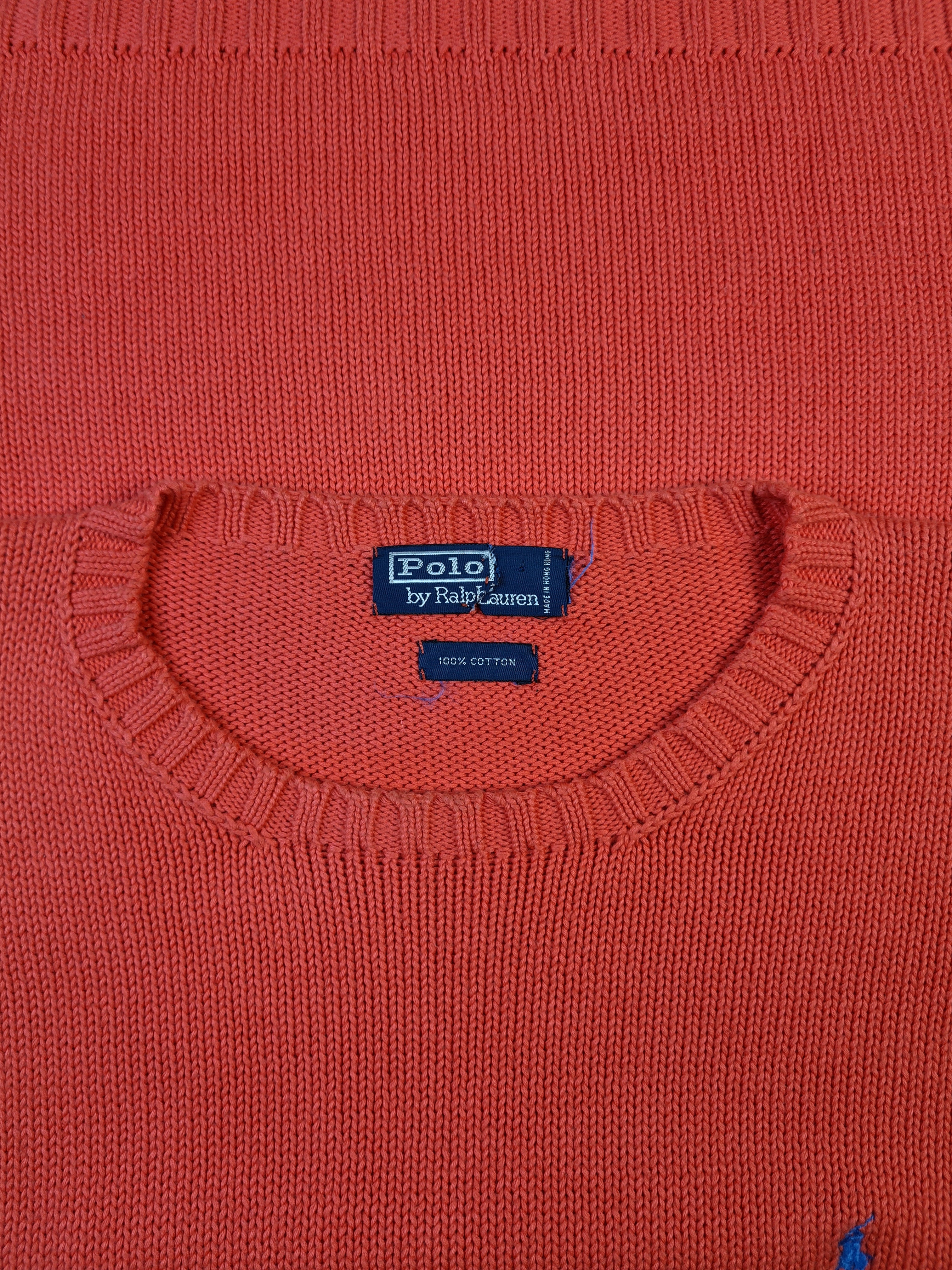 Vintage Ralph Lauren Strickpullover Made In Hong Kong Custom Fit Lachs L-XL - RareRags