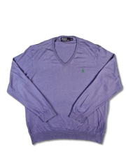 Moderner Ralph Lauren Pullover Mit Cashmere & Seide V-Ausschnitt Flieder XXL - RareRags
