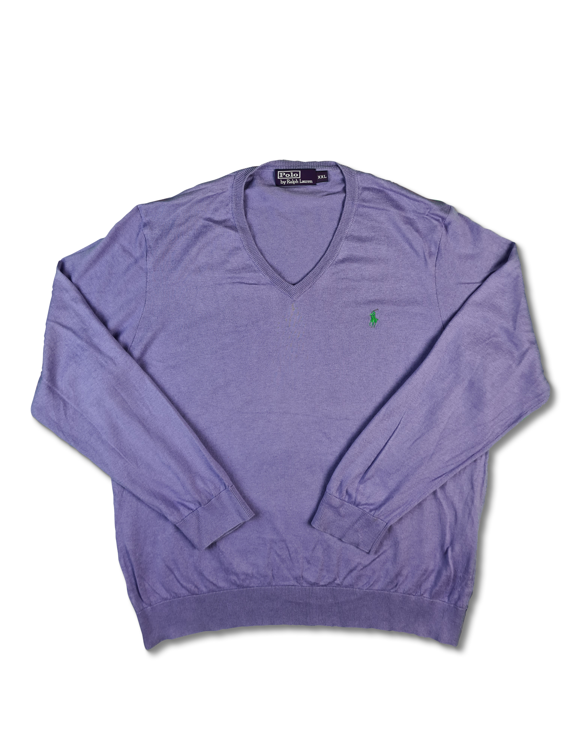 Moderner Ralph Lauren Pullover Mit Cashmere & Seide V-Ausschnitt Flieder XXL - RareRags