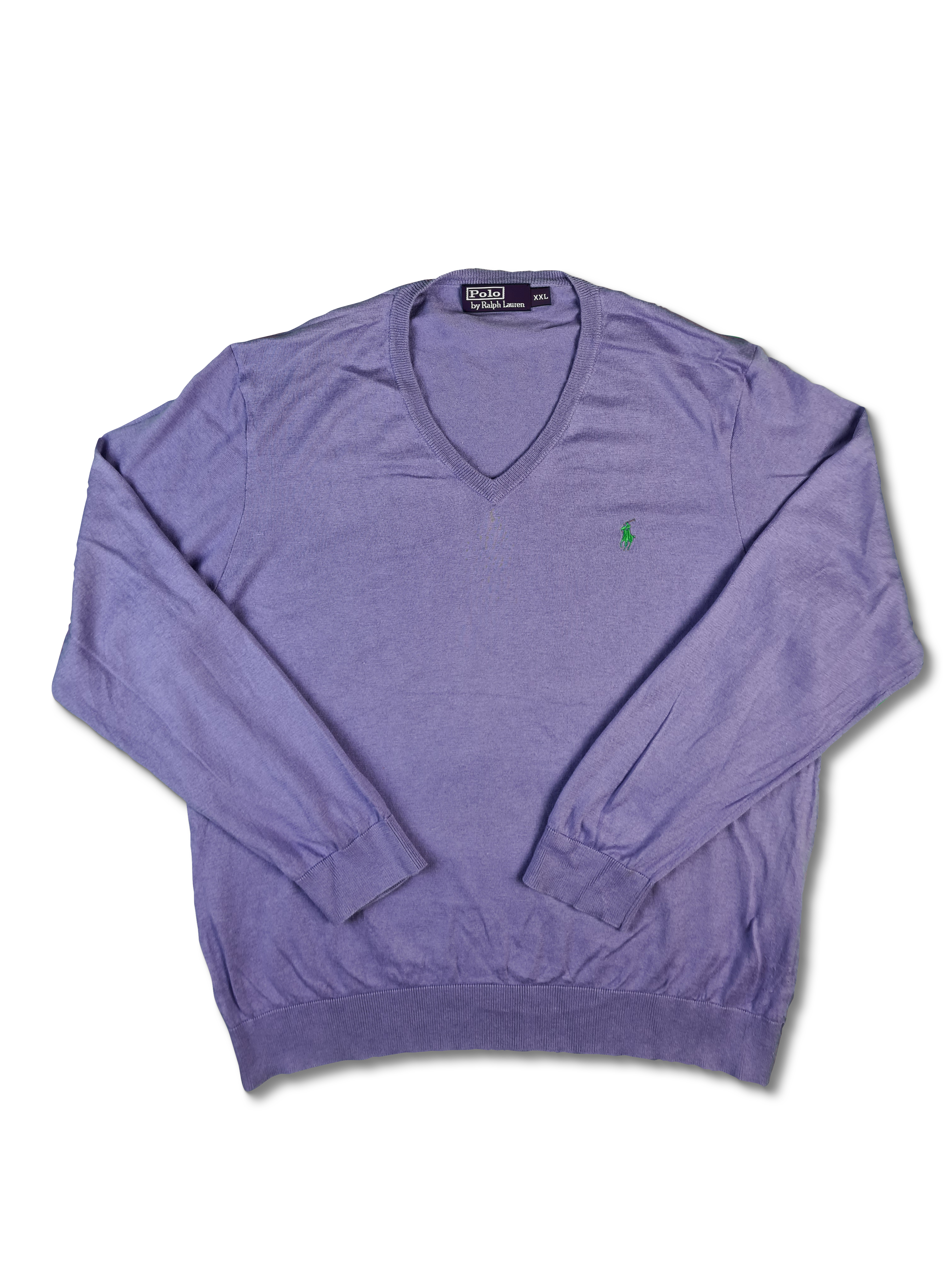 Moderner Ralph Lauren Pullover Mit Cashmere & Seide V-Ausschnitt Flieder XXL - RareRags