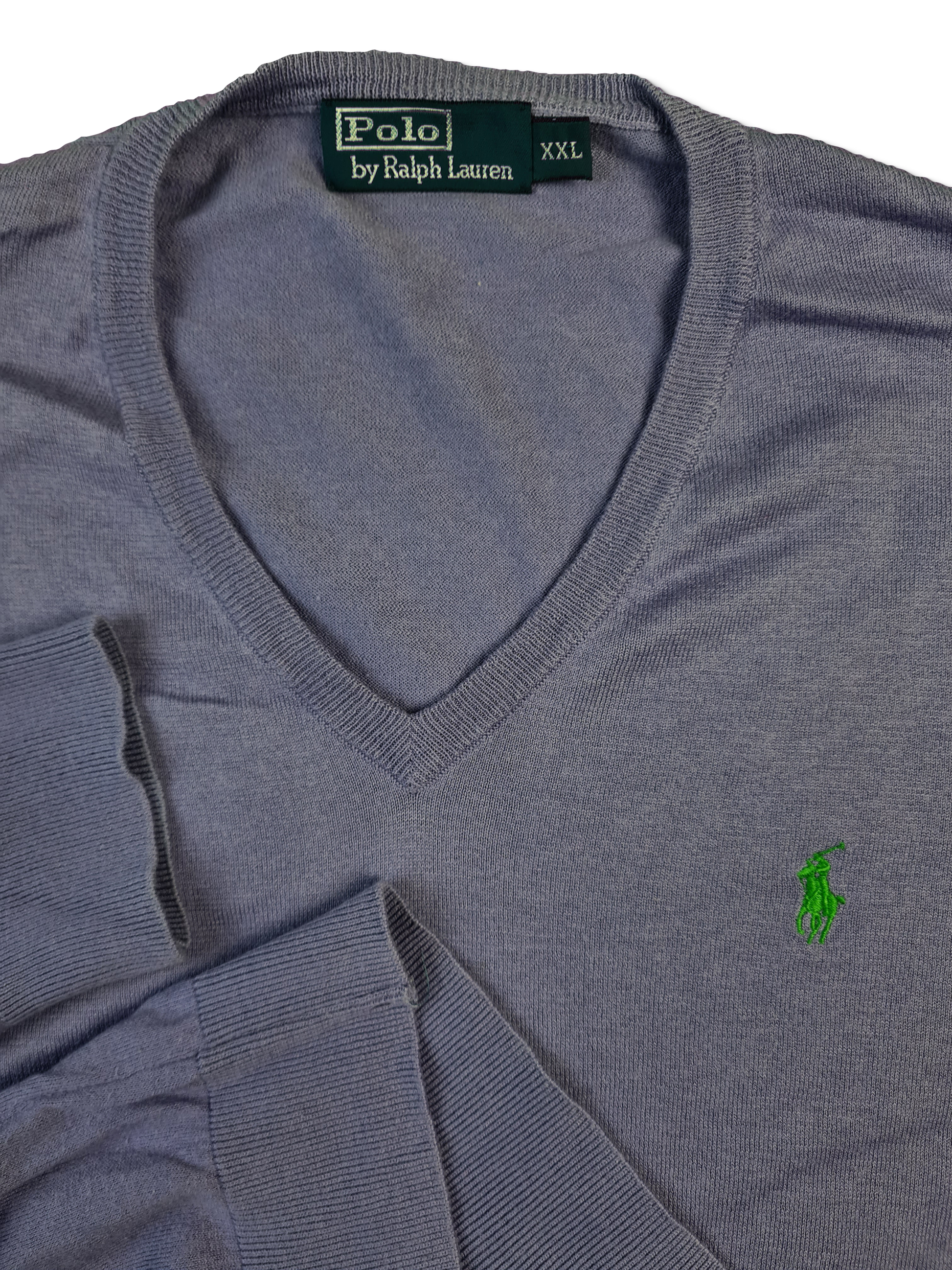 Moderner Ralph Lauren Pullover Mit Cashmere & Seide V-Ausschnitt Flieder XXL - RareRags
