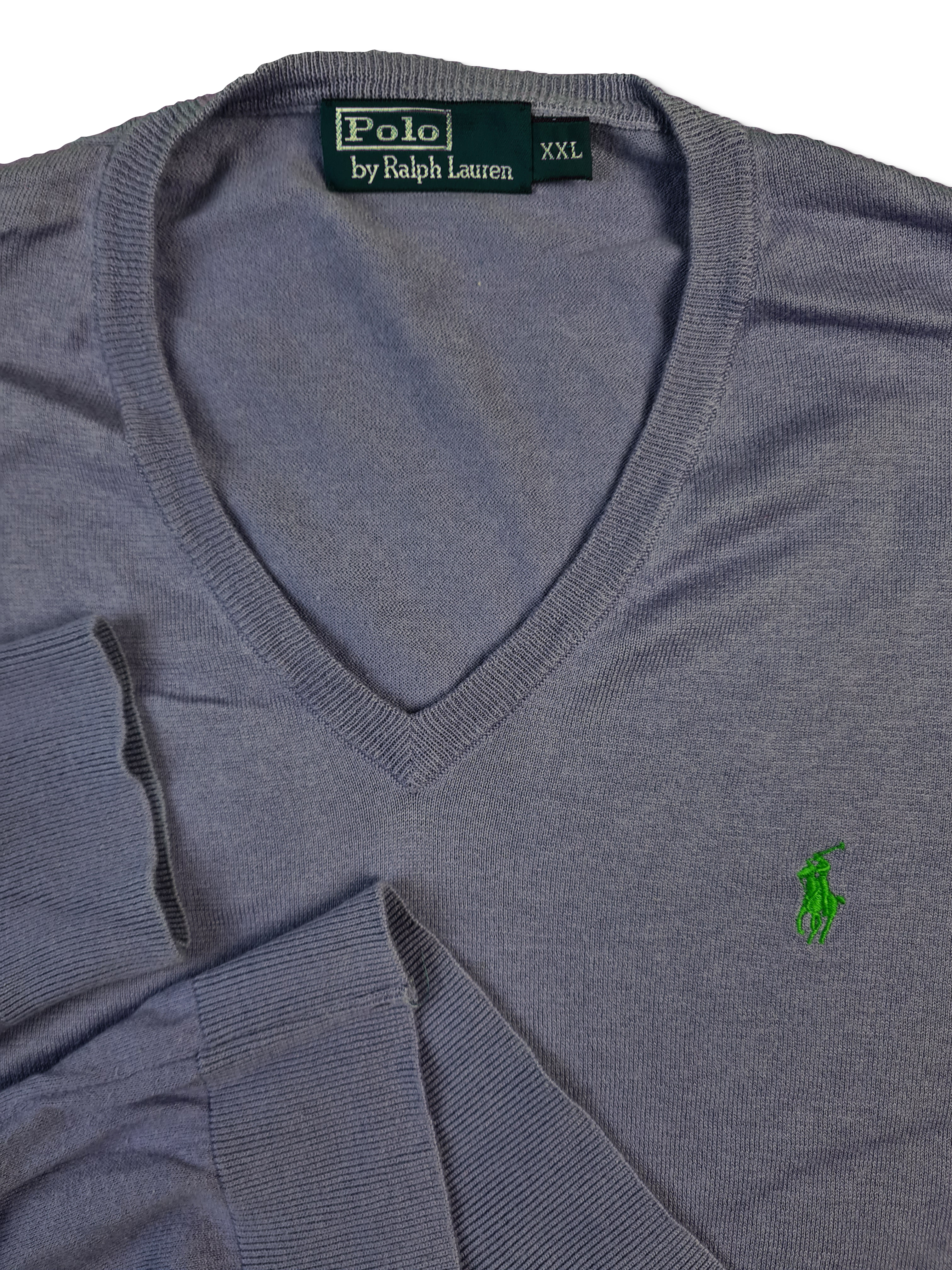 Moderner Ralph Lauren Pullover Mit Cashmere & Seide V-Ausschnitt Flieder XXL - RareRags