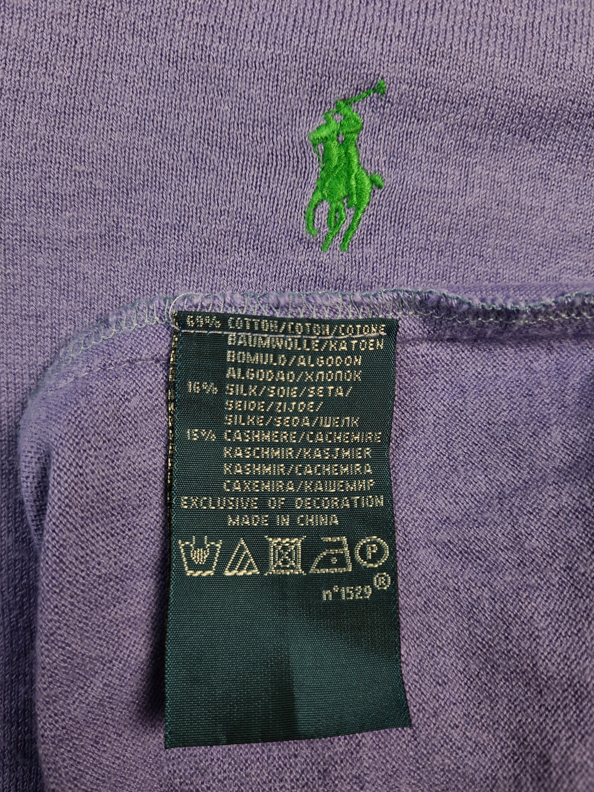 Moderner Ralph Lauren Pullover Mit Cashmere & Seide V-Ausschnitt Flieder XXL - RareRags