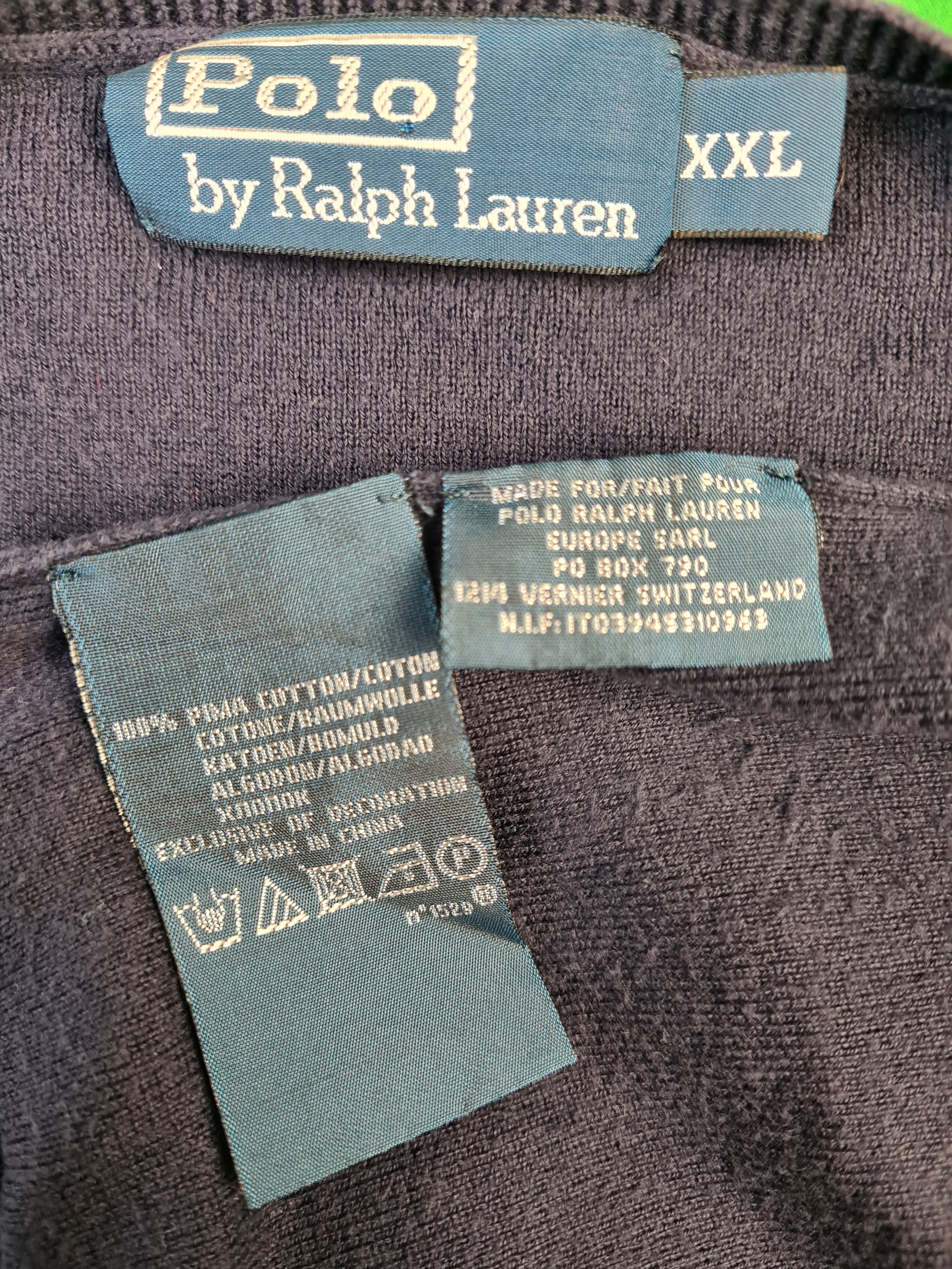 Moderner Ralph Lauren Pullover Pima Cotton V-Ausschnitt Dunkelblau XXL - RareRags
