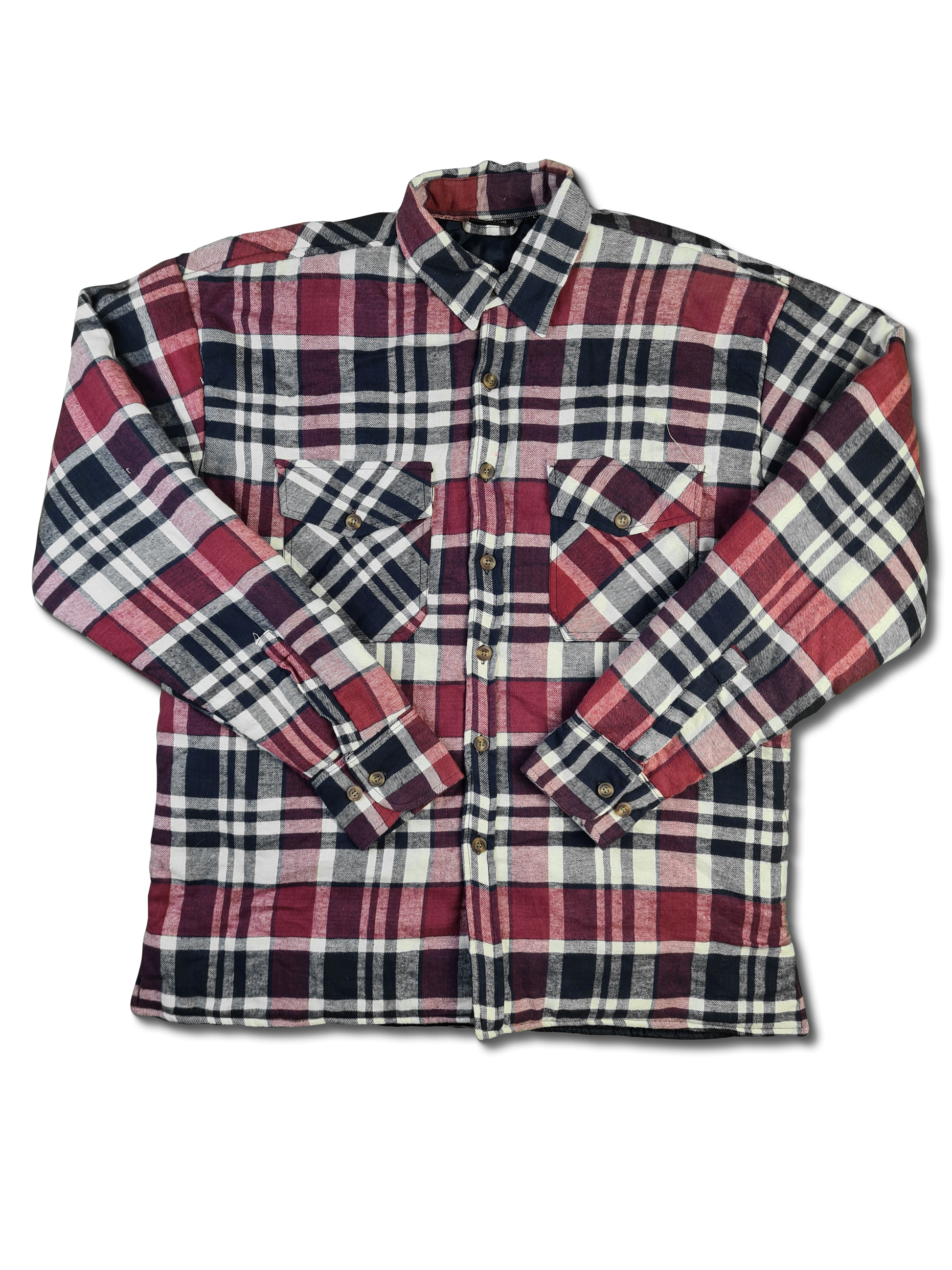 Modernes Authentic Flanellhemd Gefüttert Kariert Rot Dunkelblau L - RareRags