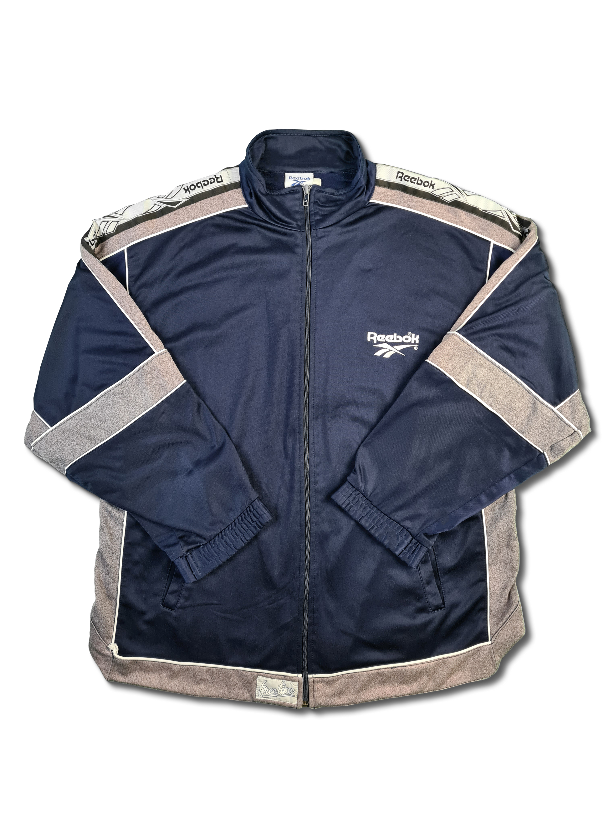 Vintage Reebok Sportjacke Basic Navy Grau (2) XL-XXL - RareRags