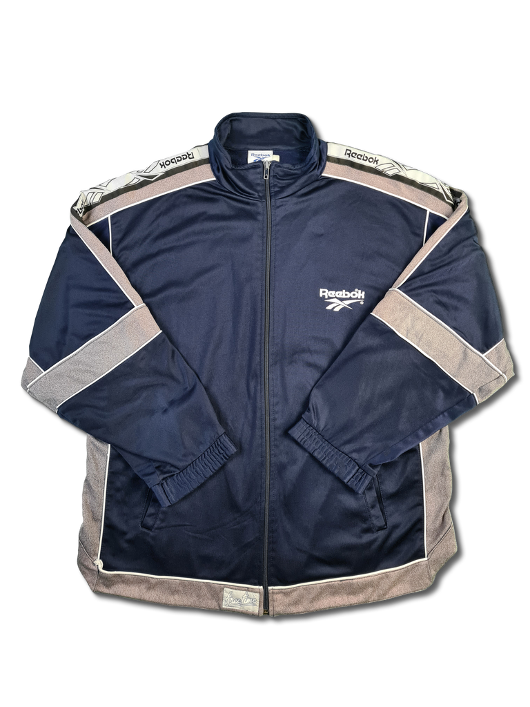 Vintage Reebok Sportjacke Basic Navy Grau 2 XL XXL RareRags