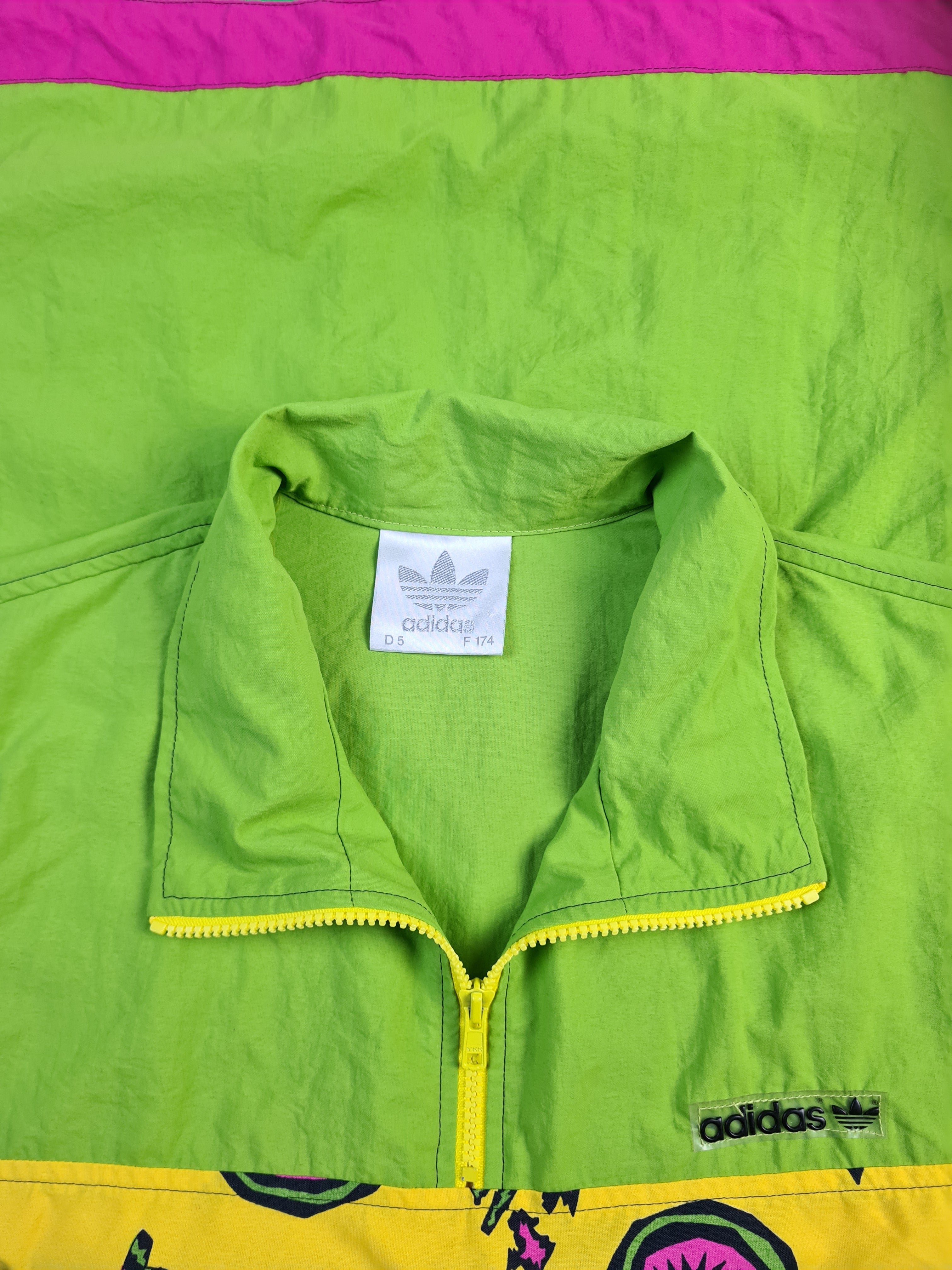 Rare! Vintage Adidas Sportjacke 80s Silvertag Grün Gelb (5) M - RareRags