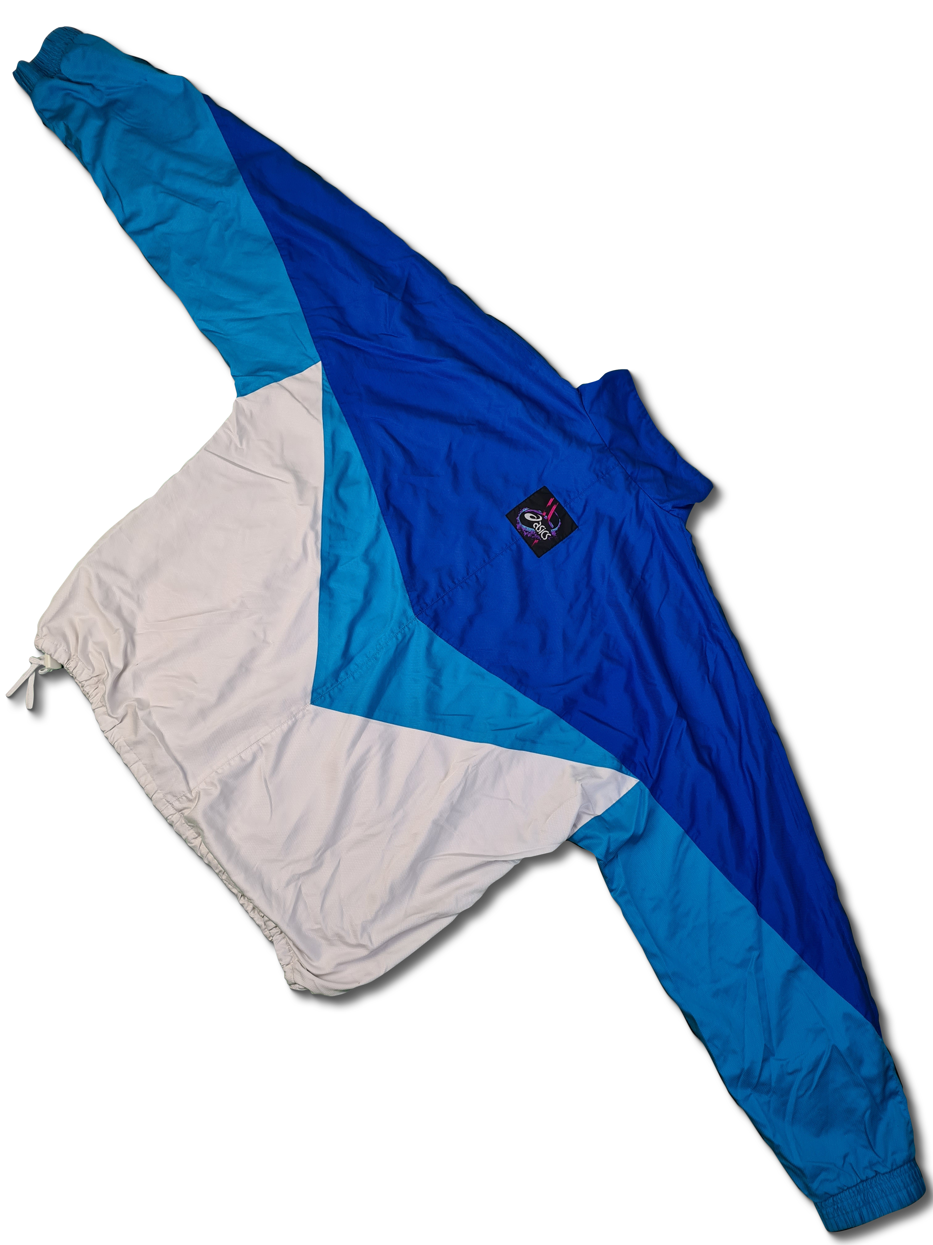 Vintage Asics Sportjacke Weiß Blau XXL - RareRags