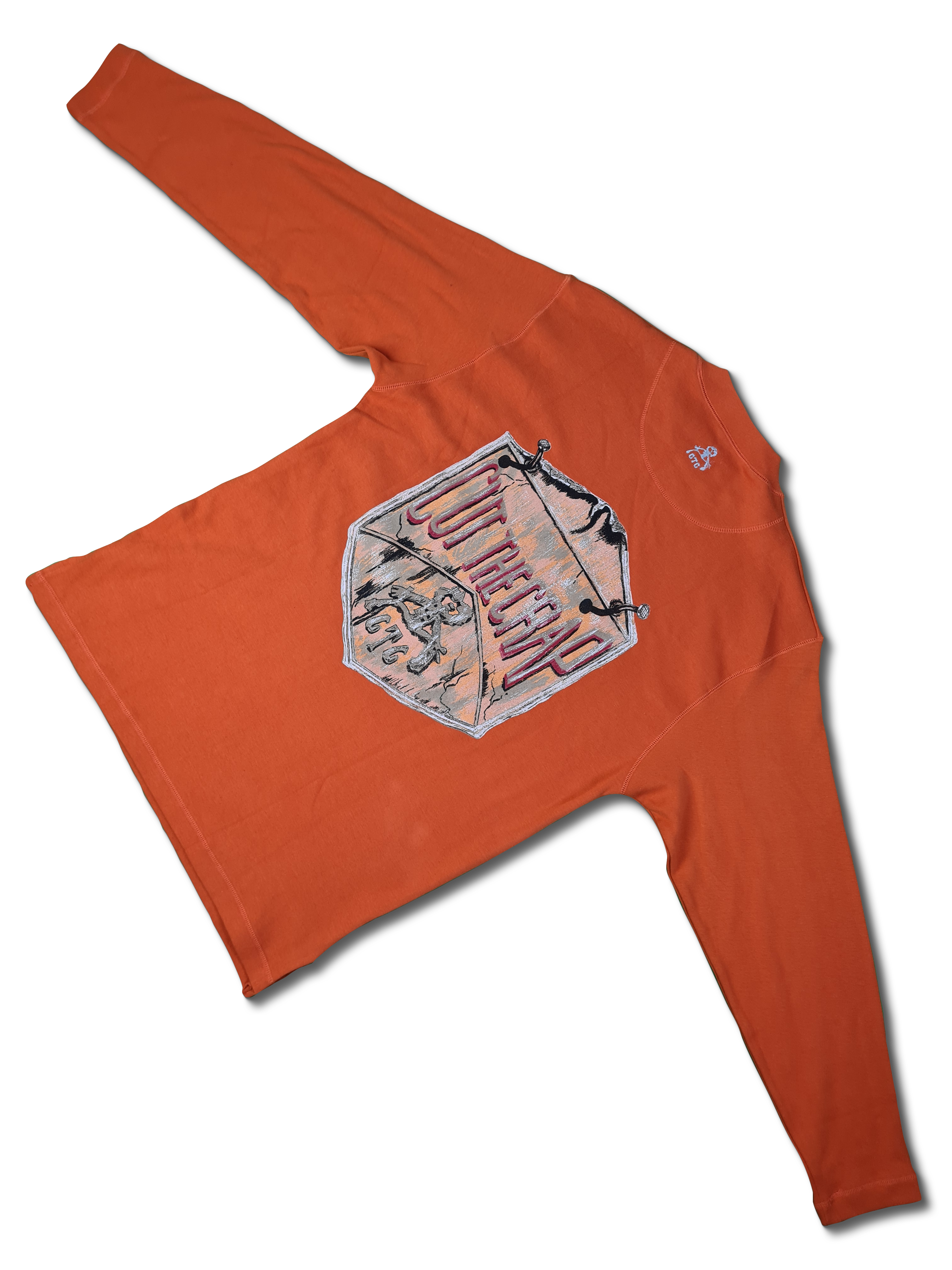 Y2K Cut The Crap Sweater Deadstock Power Of Wisdom Skater Orange L - RareRags